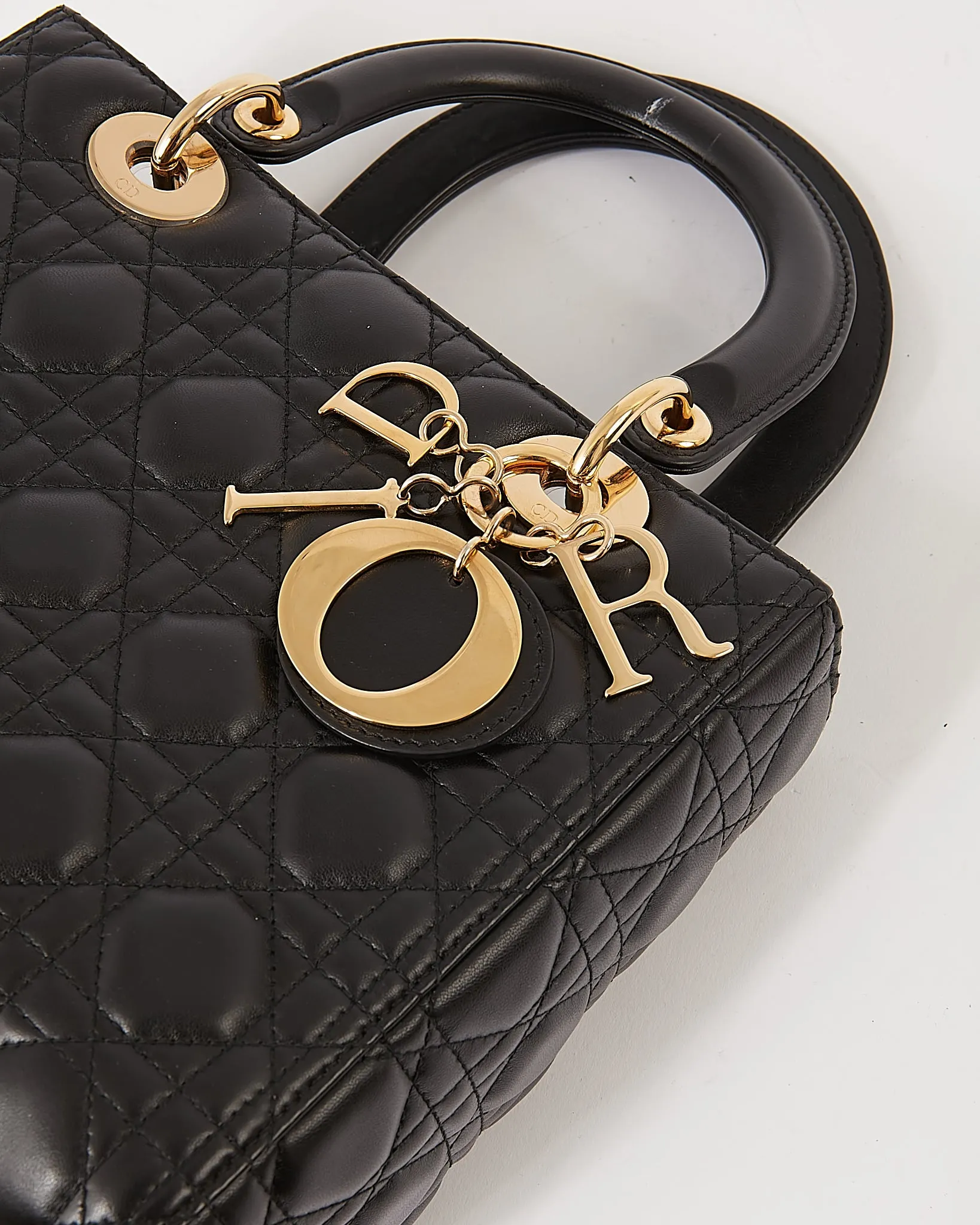 Dior Black Cannage Leather Medium Lady Dior Bag (no strap)