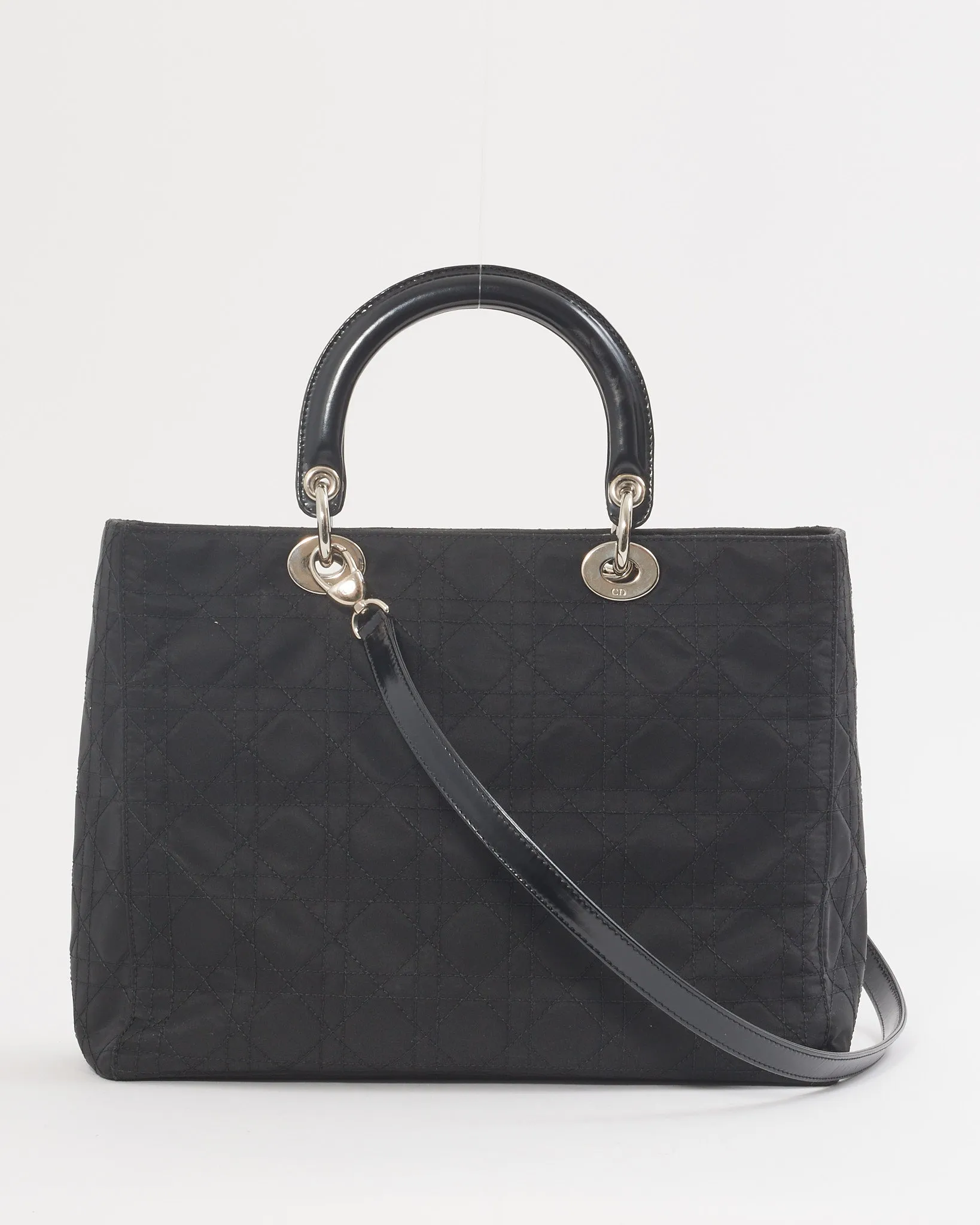 Dior Black Nylon Cannage Large Lady Dior Bag