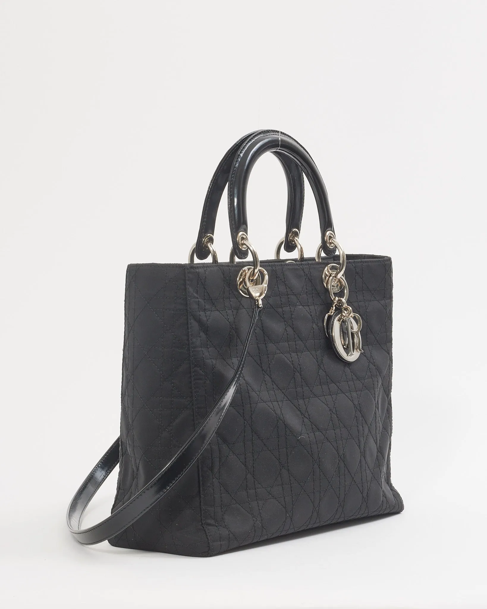 Dior Black Nylon Cannage Large Lady Dior Bag