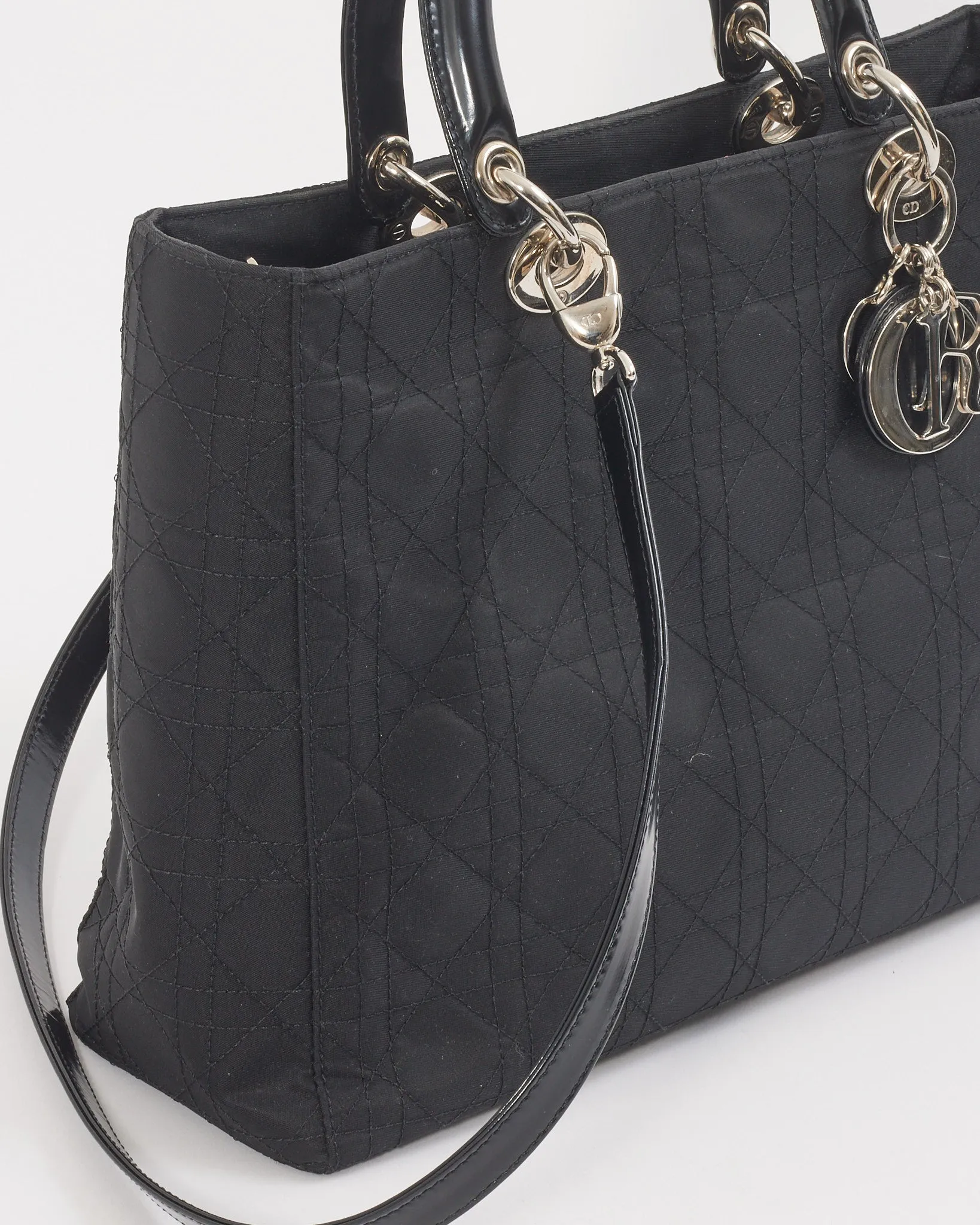 Dior Black Nylon Cannage Large Lady Dior Bag