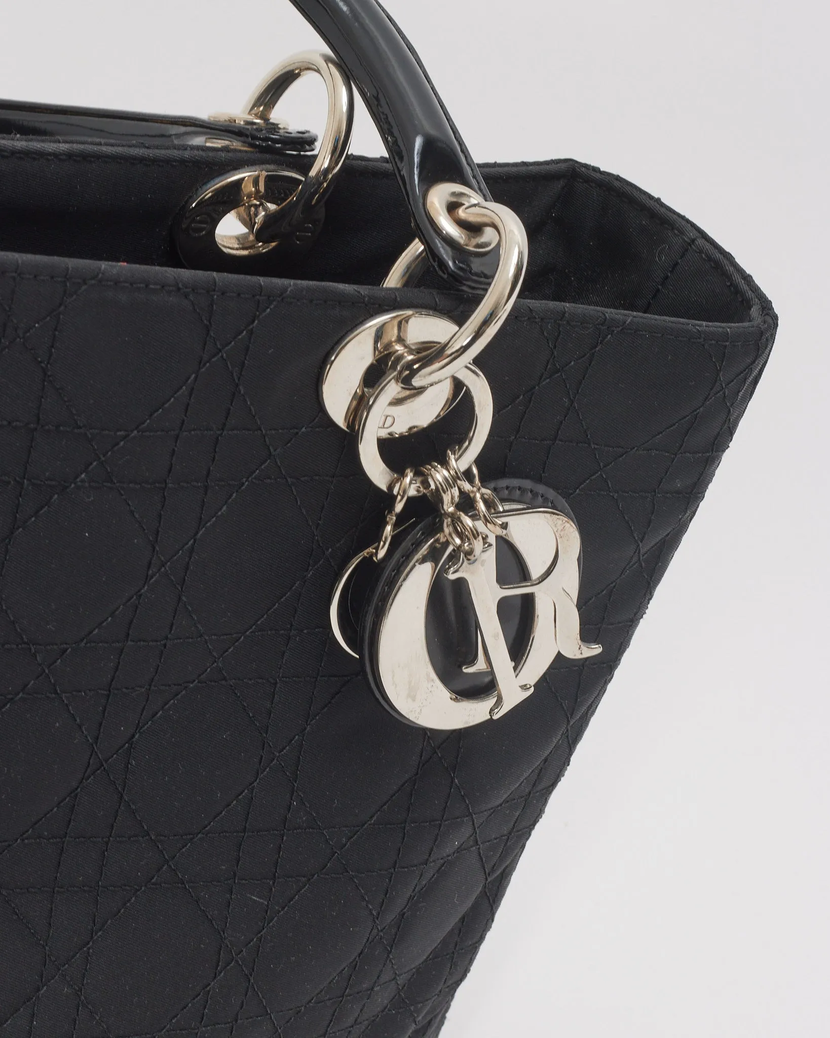 Dior Black Nylon Cannage Large Lady Dior Bag