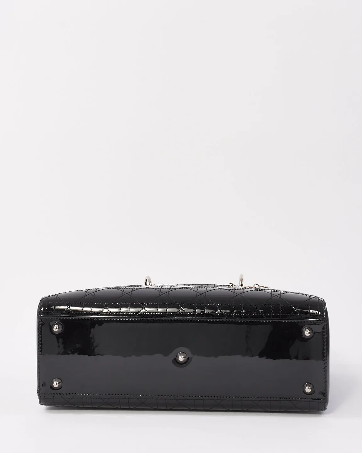 Dior Black Patent Cannage Calfskin Large Lady Dior Bag