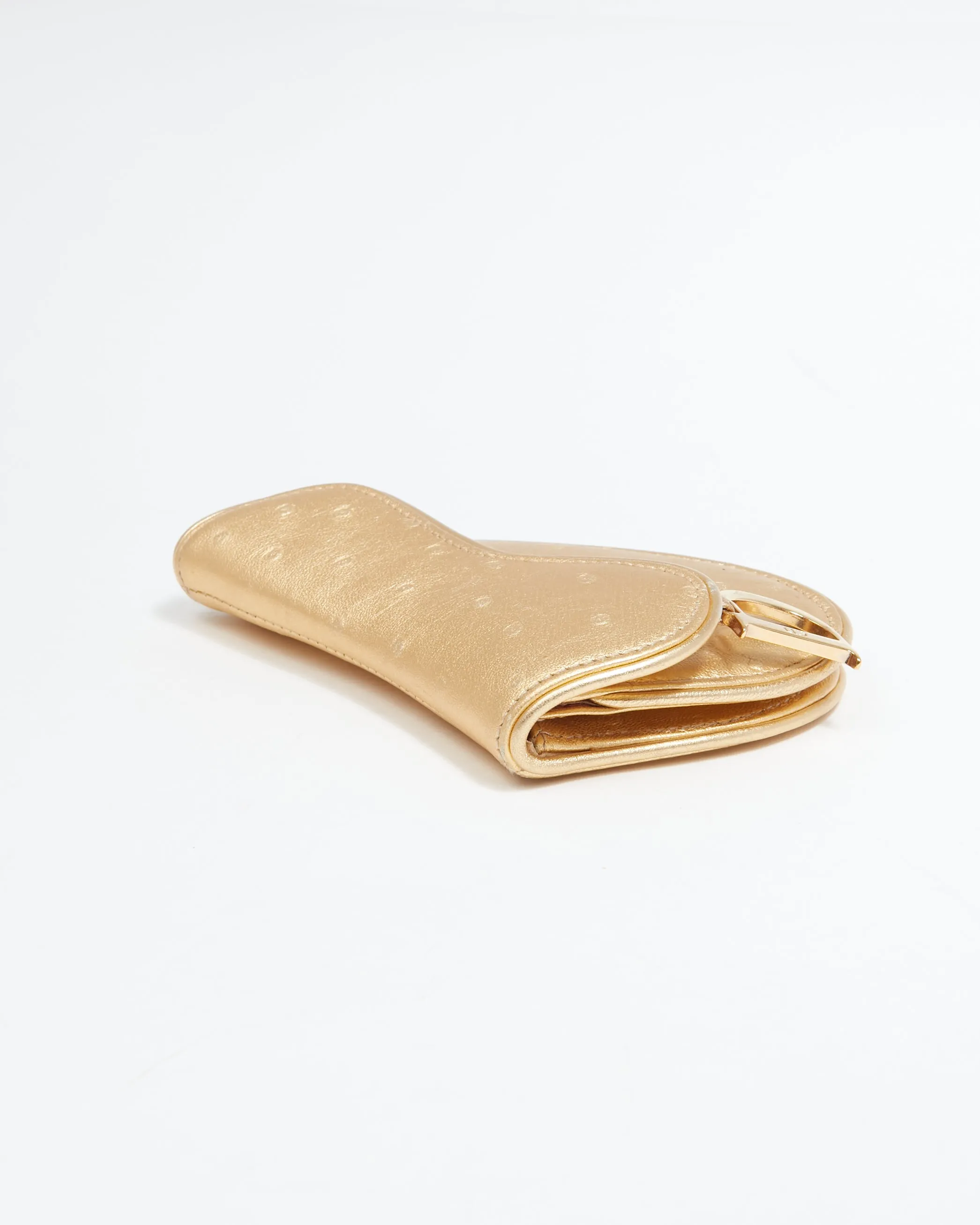 Dior Gold Embossed Leather Saddle Coin Pouch