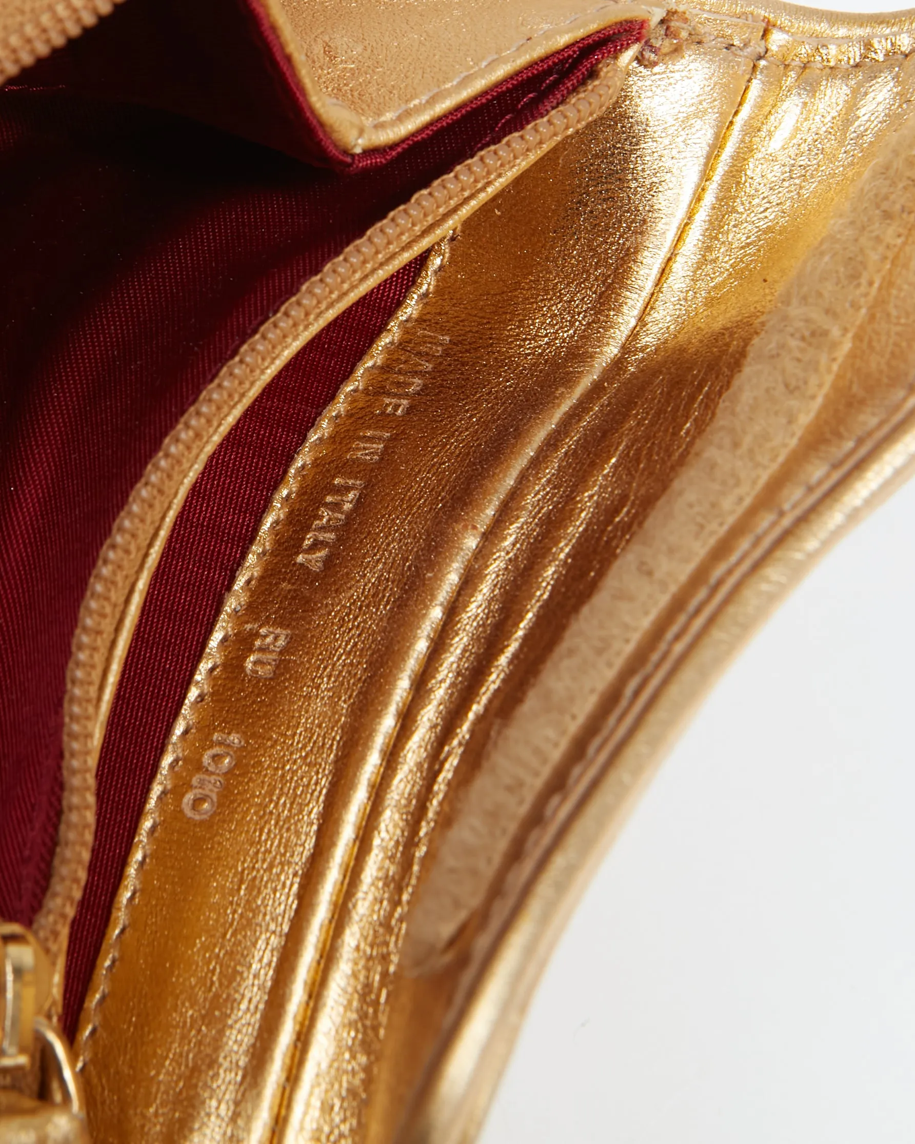 Dior Gold Embossed Leather Saddle Coin Pouch