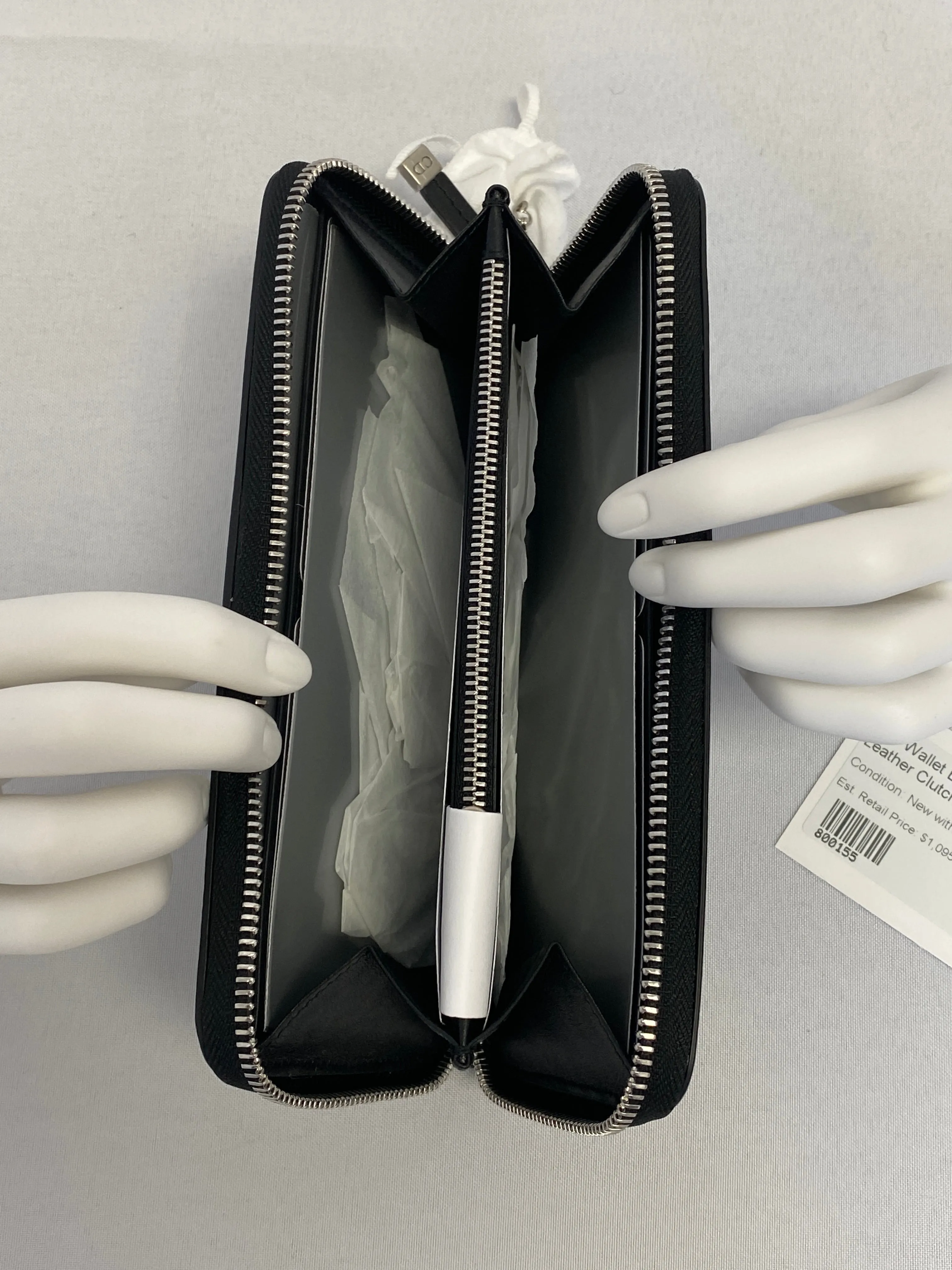 Dior Wallet Black and White Checkered Leather Clutch
