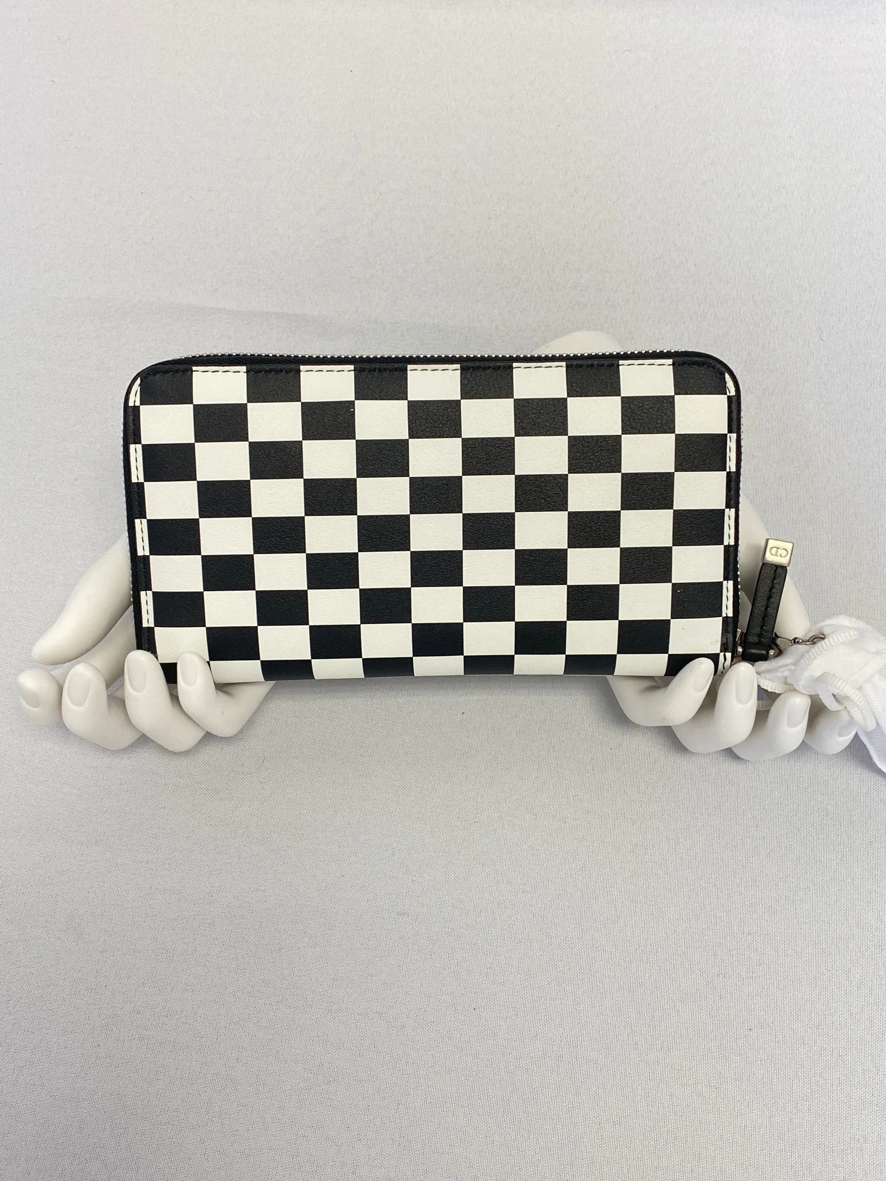 Dior Wallet Black and White Checkered Leather Clutch