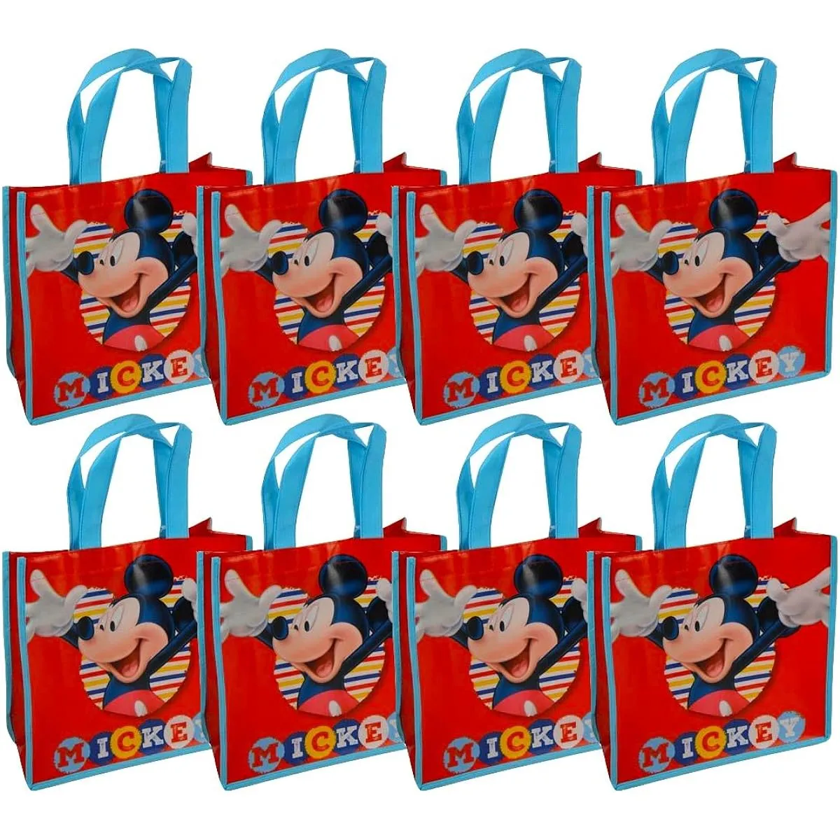 Disney Mickey Mouse Reusable 10" Tote Bags Glossy Print 8 Pack