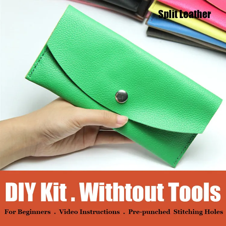 DIY Leather Wallets Kit DIY Yellow Eco Leather Projects DIY Minimalist Leather Wallet DIY Leather Womens Wallet Kit