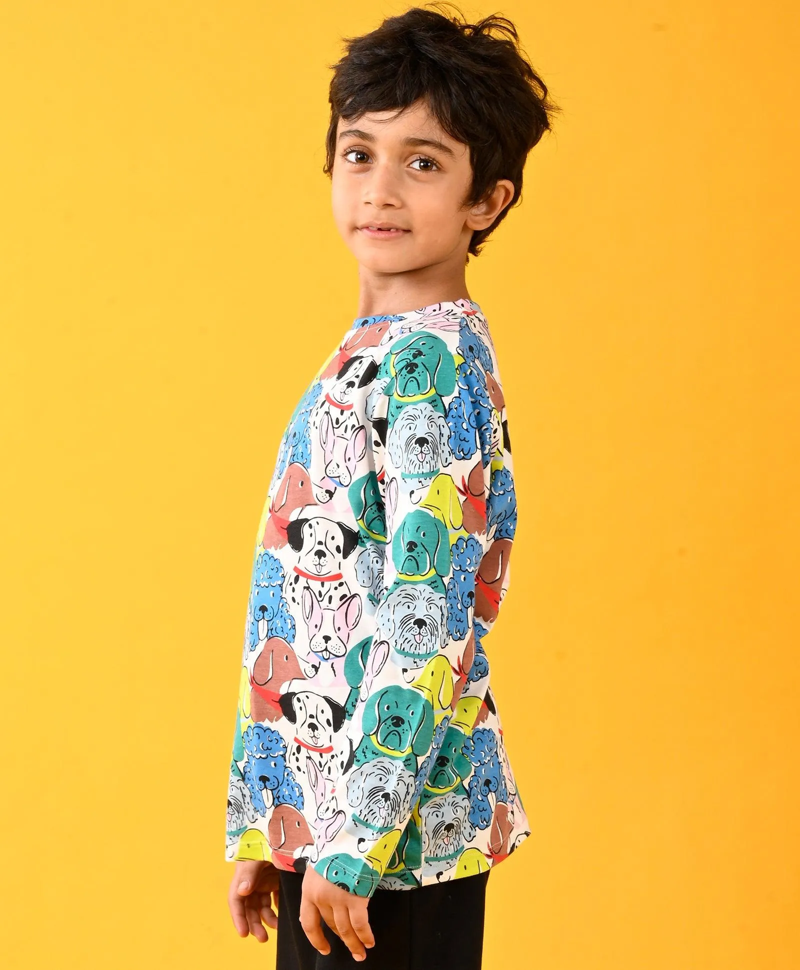 DOGS LONG SLEEVES BOYS T-SHIRT - WHITE