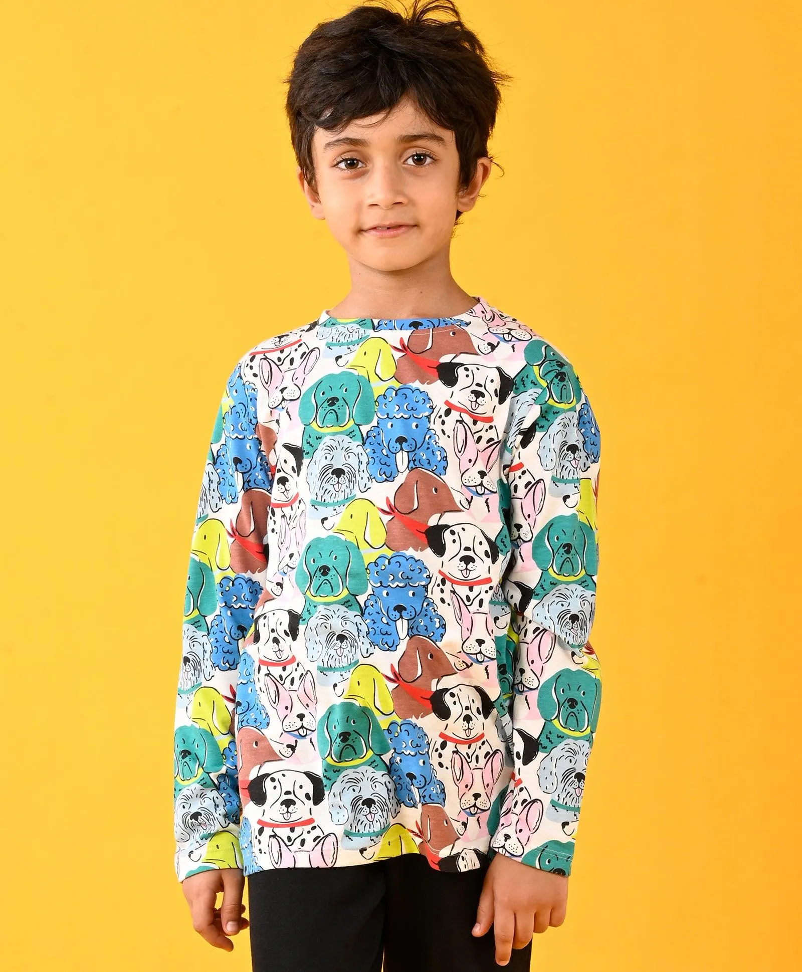 DOGS LONG SLEEVES BOYS T-SHIRT - WHITE