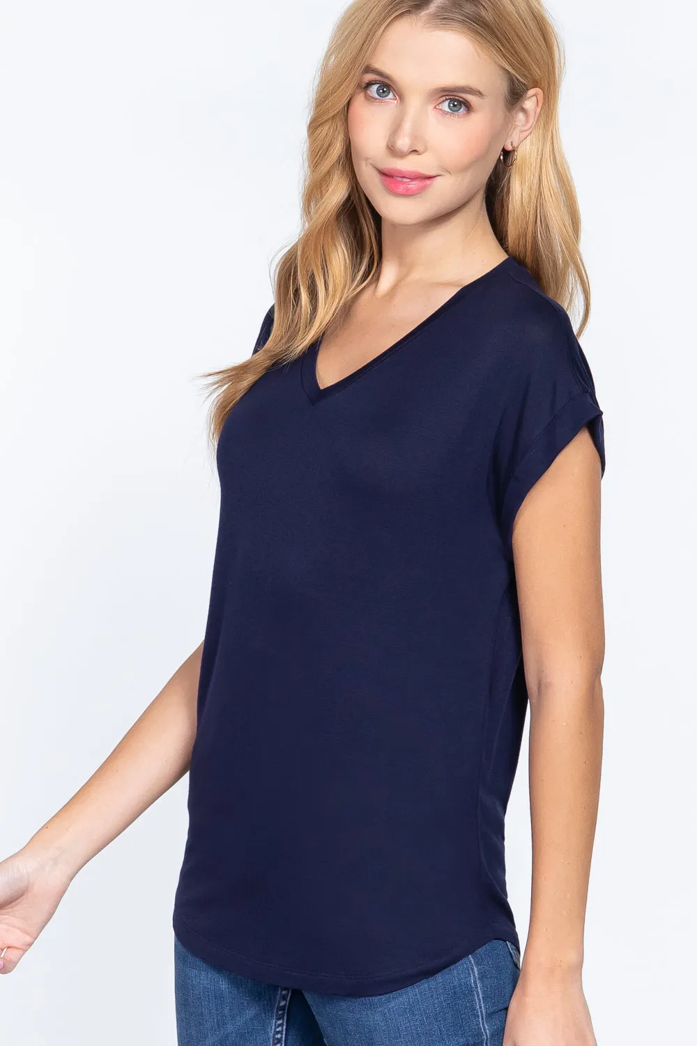 Dolman Slv V-neck Rayon Jersey Top