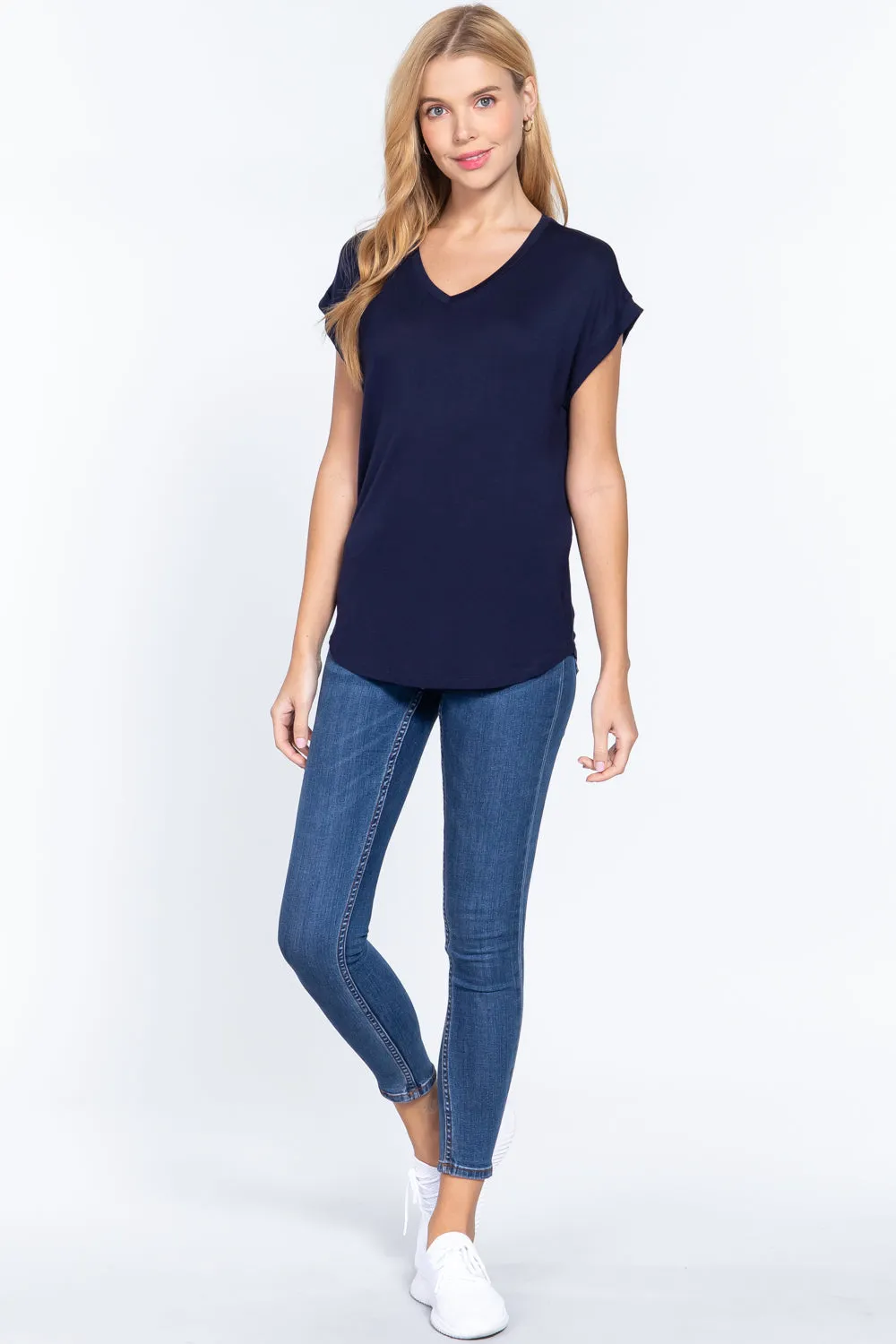 Dolman Slv V-neck Rayon Jersey Top