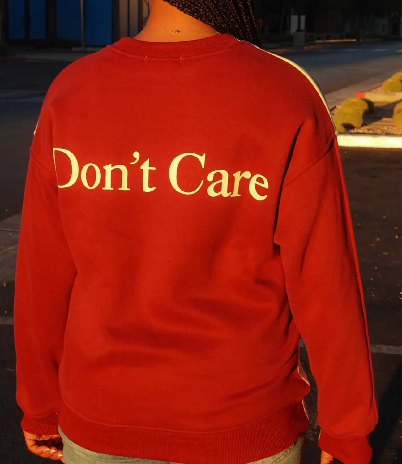 Don't Know, Don't Care Crewneck(Cherry/Off White)