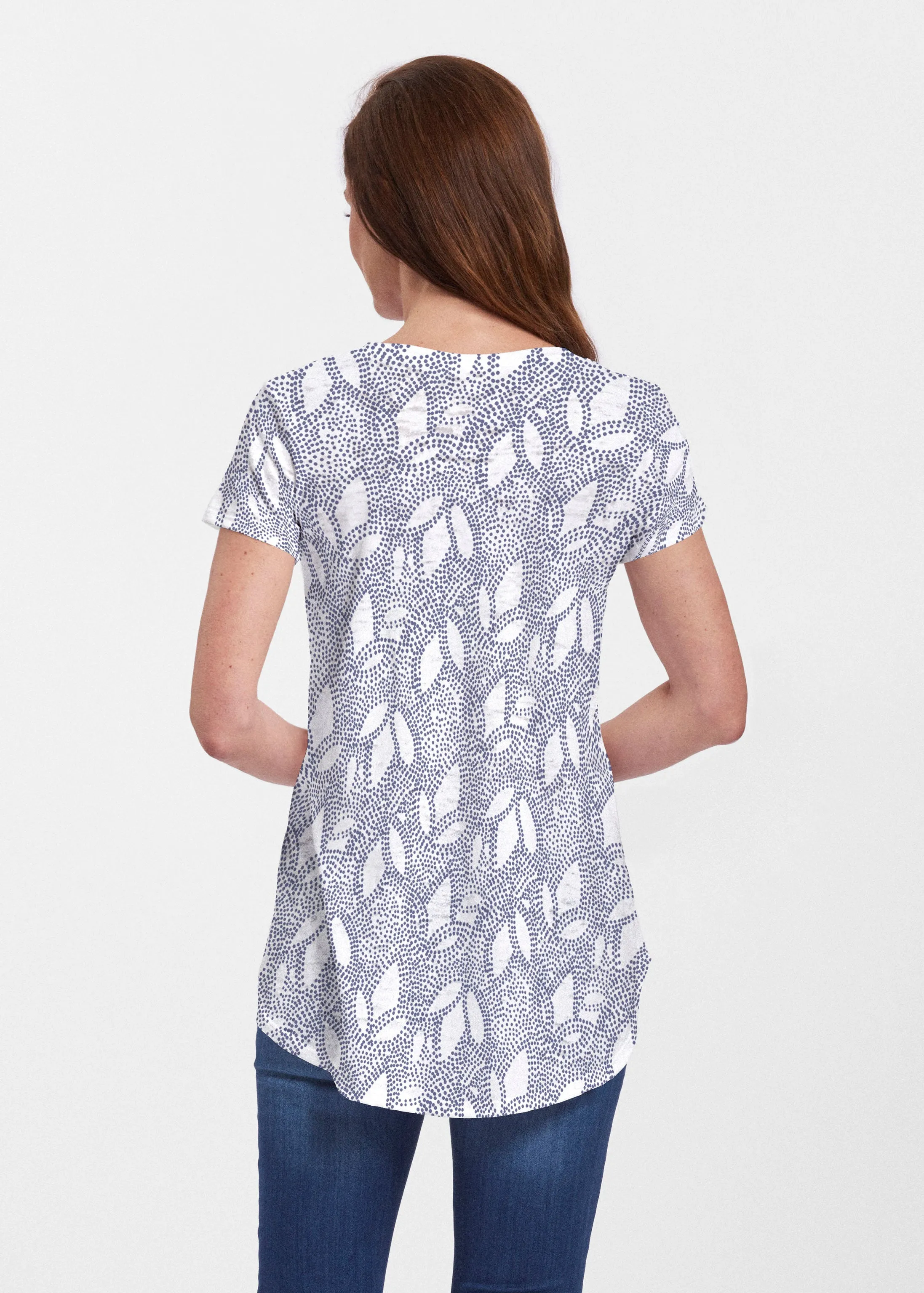Dottie Combo Navy (7688) ~ Signature Short Sleeve Scoop Neck Flowy Tunic