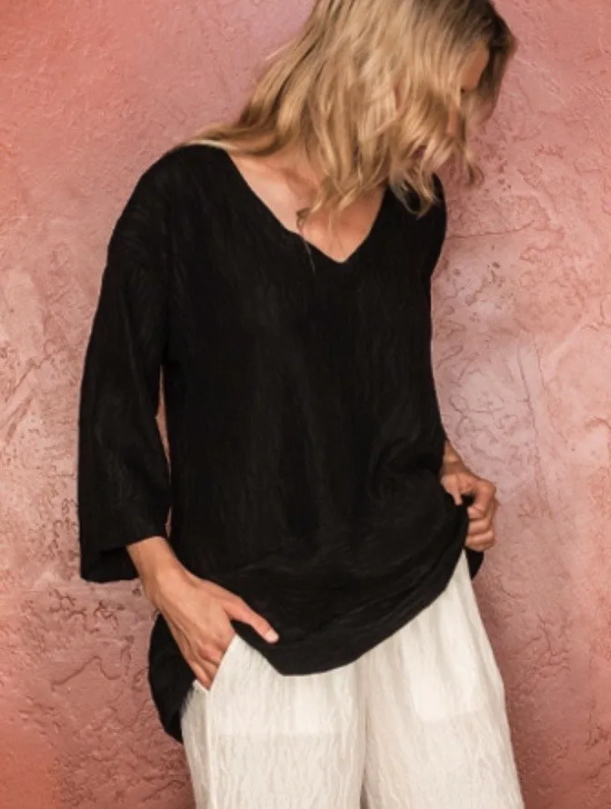 Dressori Black Silk V-Neck Tunic