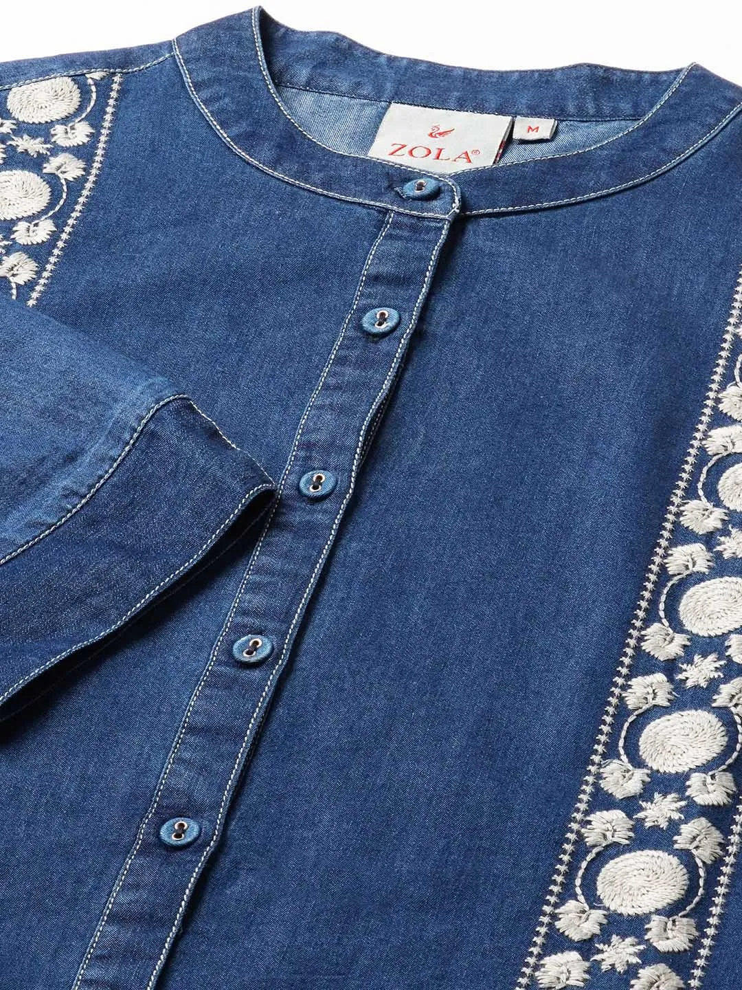 Dx Mandarin Collar Straight Denim Tunic for Women Online - Zola