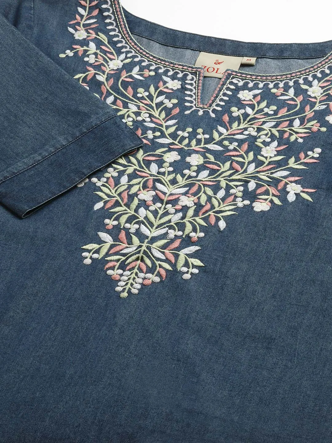 Dx Round Neck Straight Denim Tunic for Women Online in India-Zola