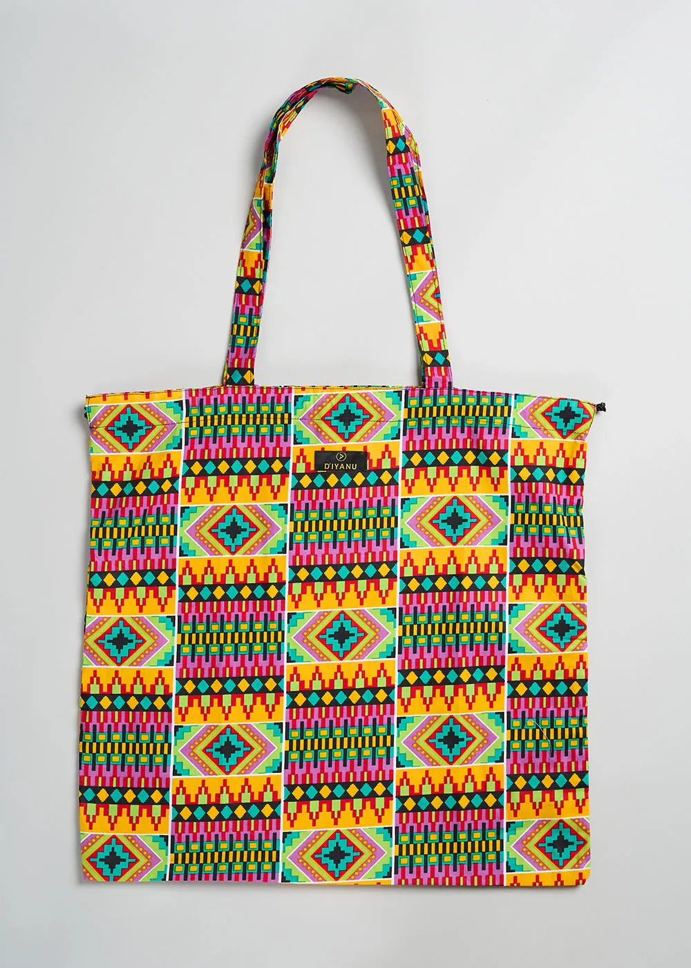 Ebuni African Print Tote (Lilac Yellow Tribal)