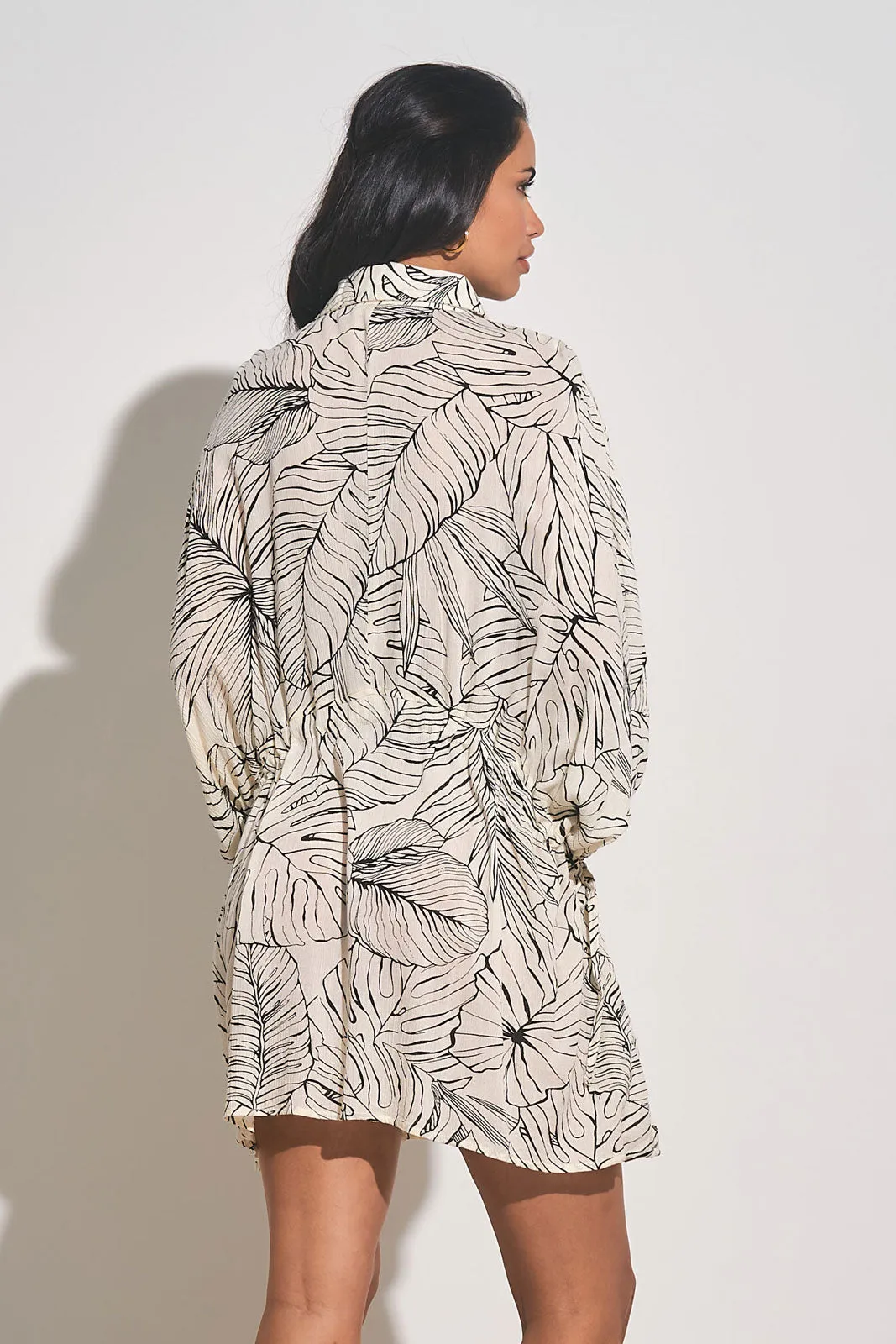 Elan Tropics Cinched Side L/S Tunic