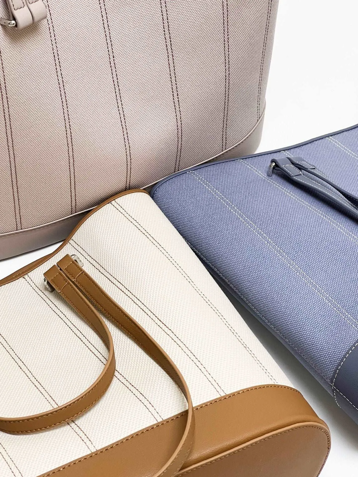 Elegant Dual Strap Canvas Leather Tote Bag