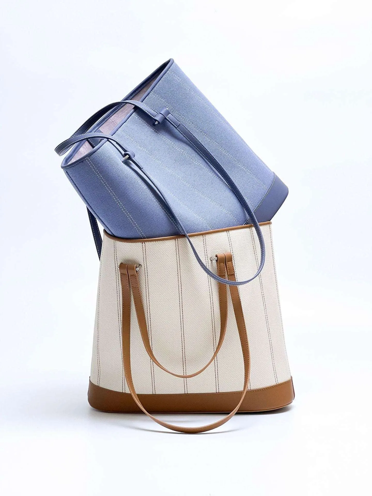 Elegant Dual Strap Canvas Leather Tote Bag