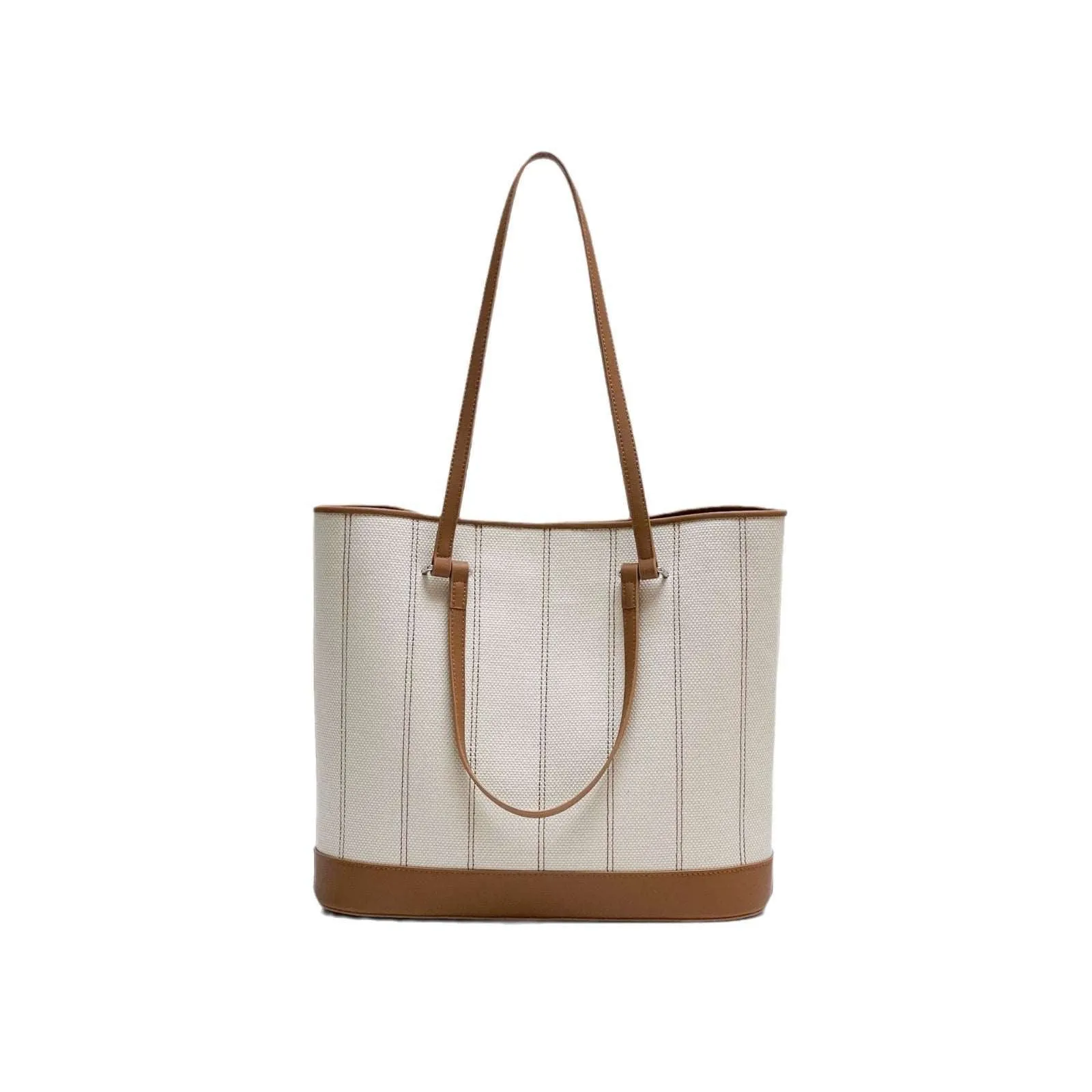 Elegant Dual Strap Canvas Leather Tote Bag
