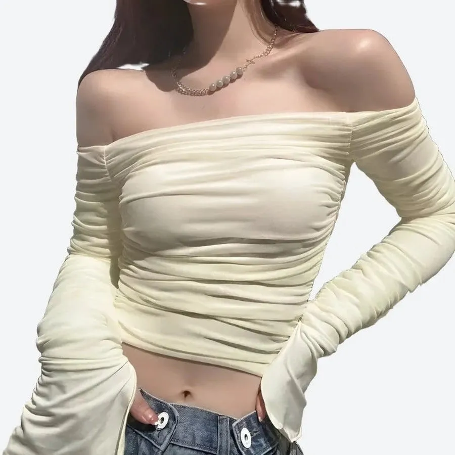 Elegant Off-Shoulder Long Sleeve Tops