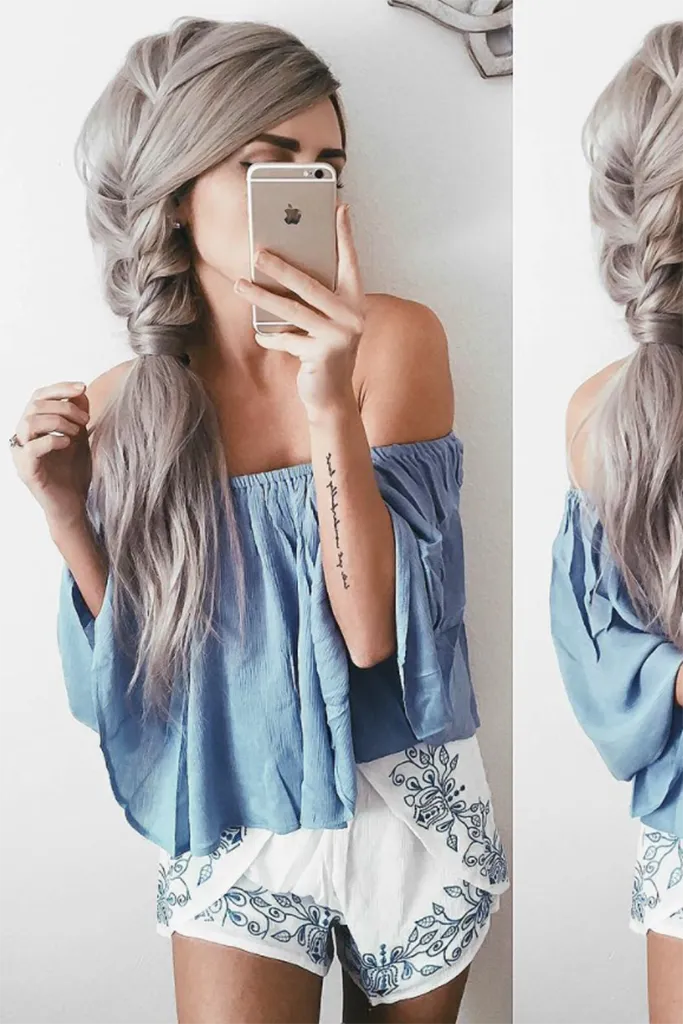 Ellie Off Shoulder Top Blue