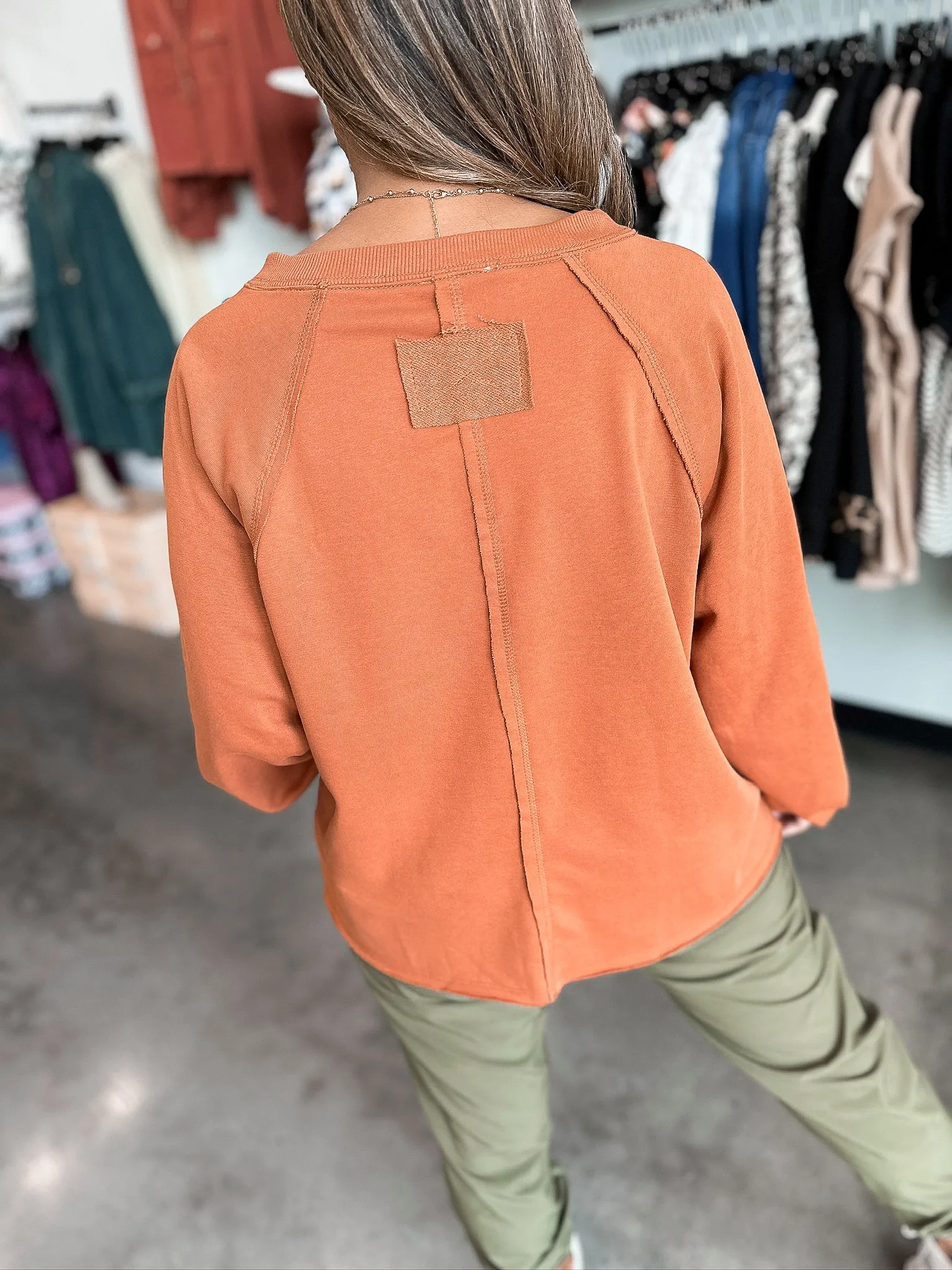Emma Exposed Seam V Neck Pullover