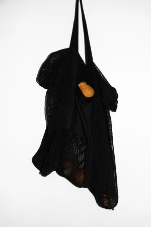 Errand Bag in Black Cotton Mesh
