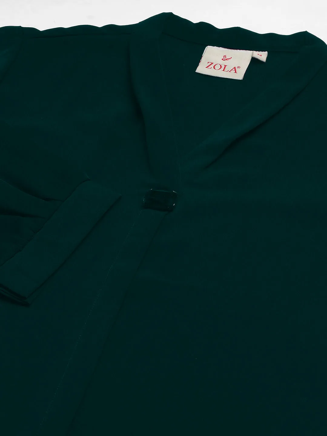 Exclusive V Neckline Rayon Solid Bottle Green  Straight Tunic For Women ZOLA