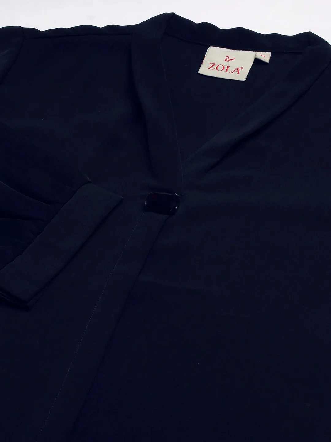 Exclusive V Neckline Rayon Solid Navy Blue  Straight Tunic For Women ZOLA