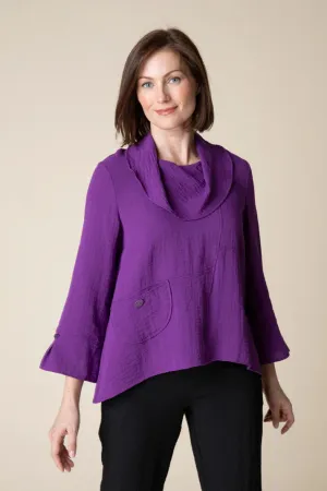 Express Swing Pocket Cowl Neck Top