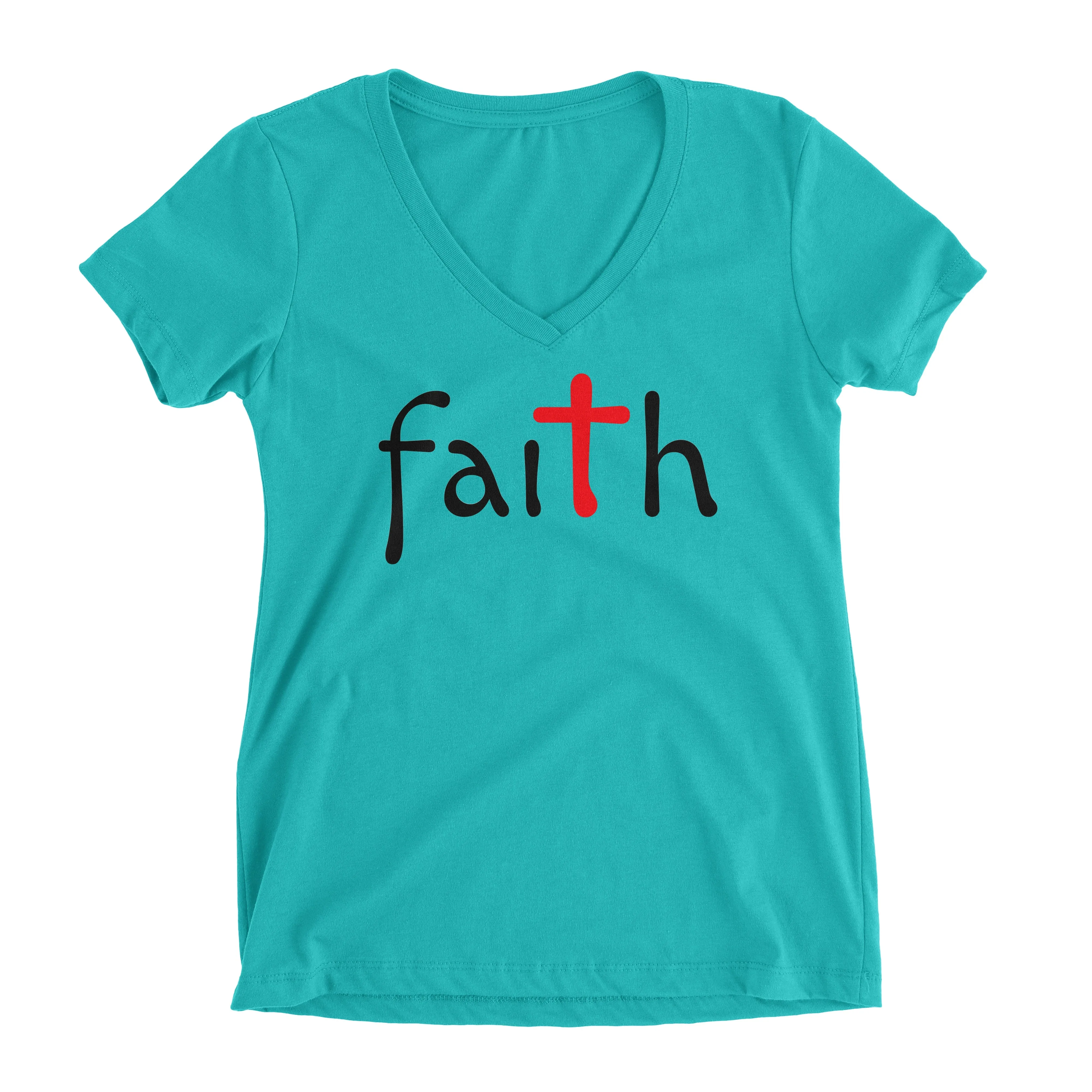 Faith Cross Christian V-Neck T-Shirt for Juniors