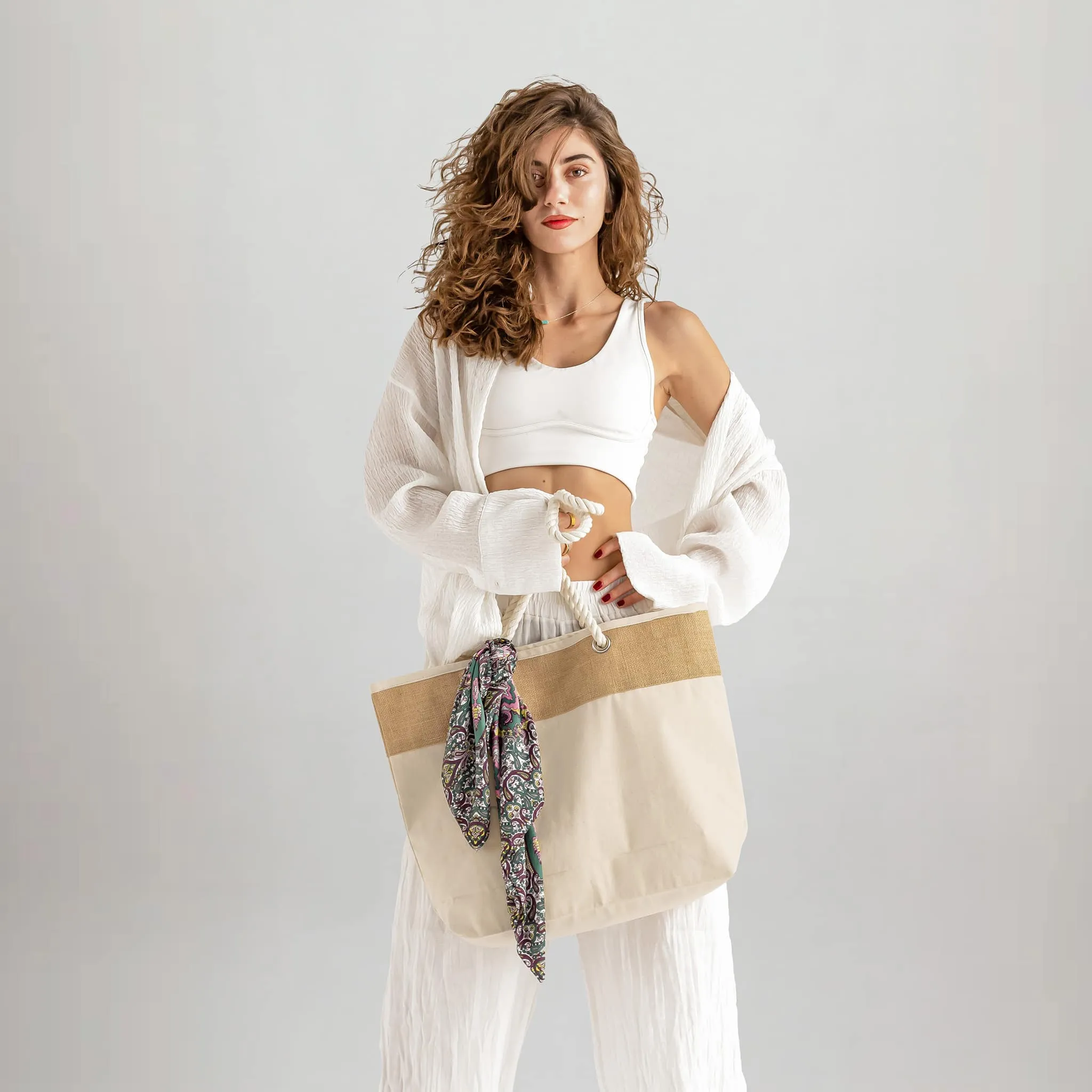 Fancy Canvas Rope Tote (NEW STYLE)