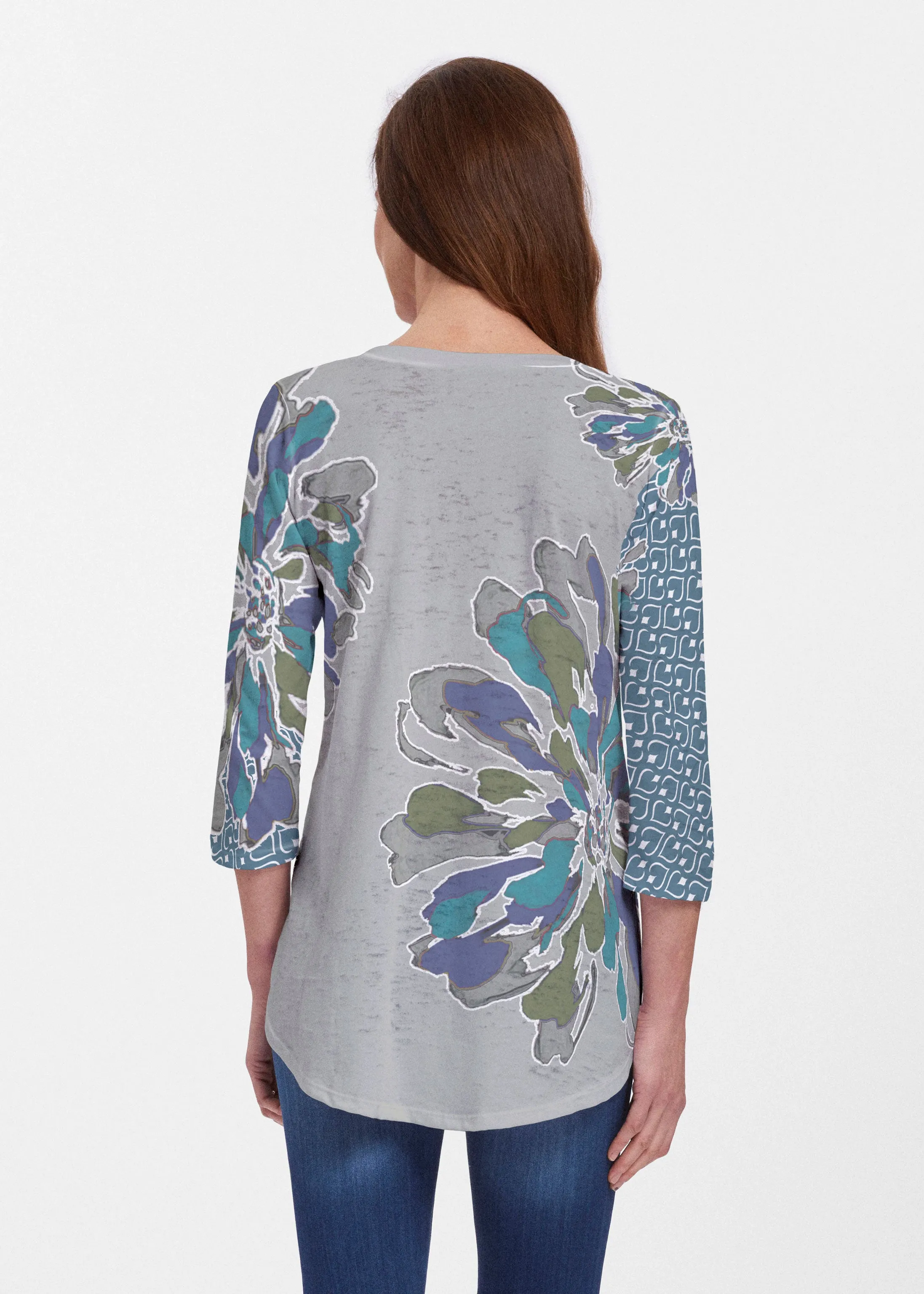 Fanny Grey Mixed (5148) ~ Signature V-neck Flowy Tunic