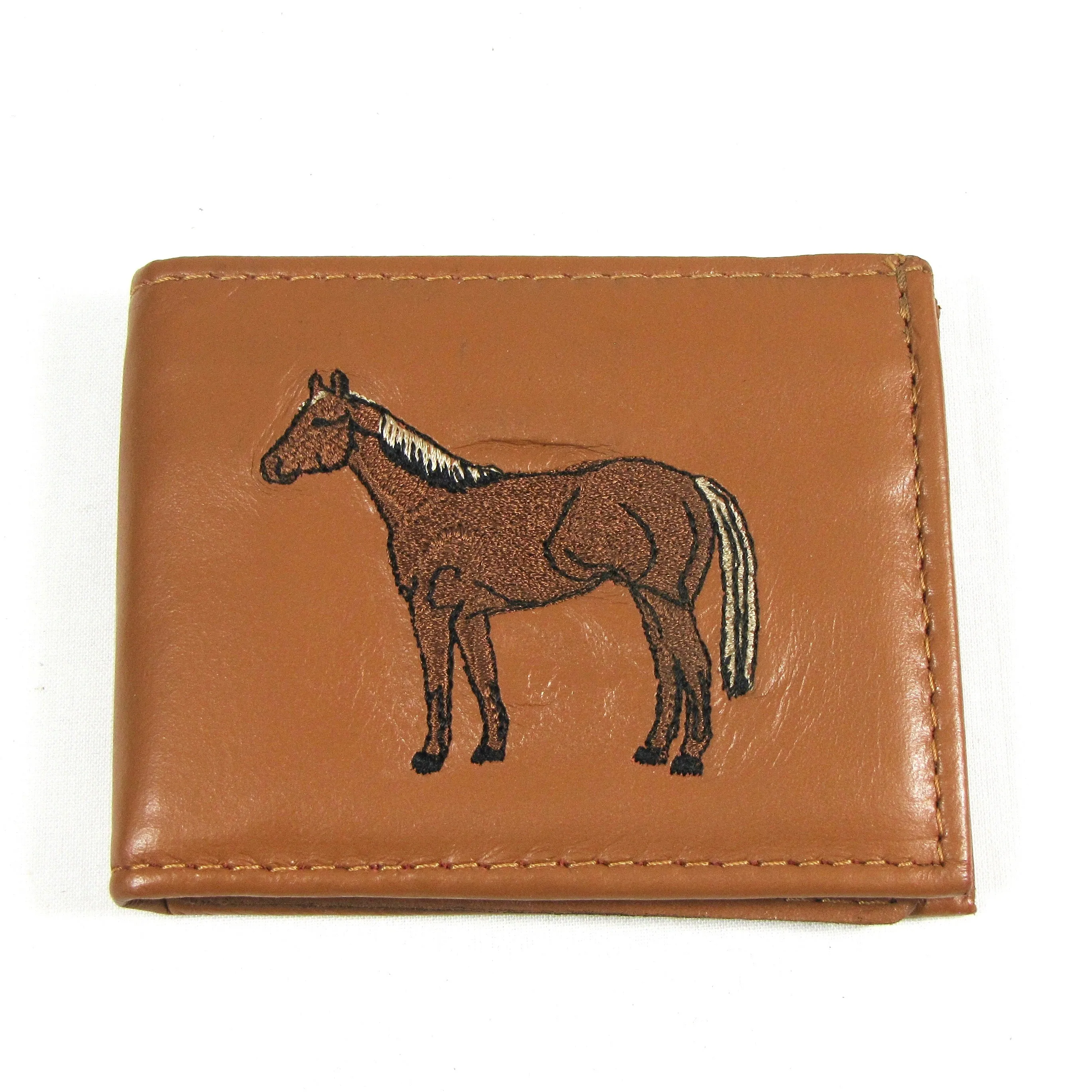 FB816-HT  Embroidered Billfold Tan - Horse