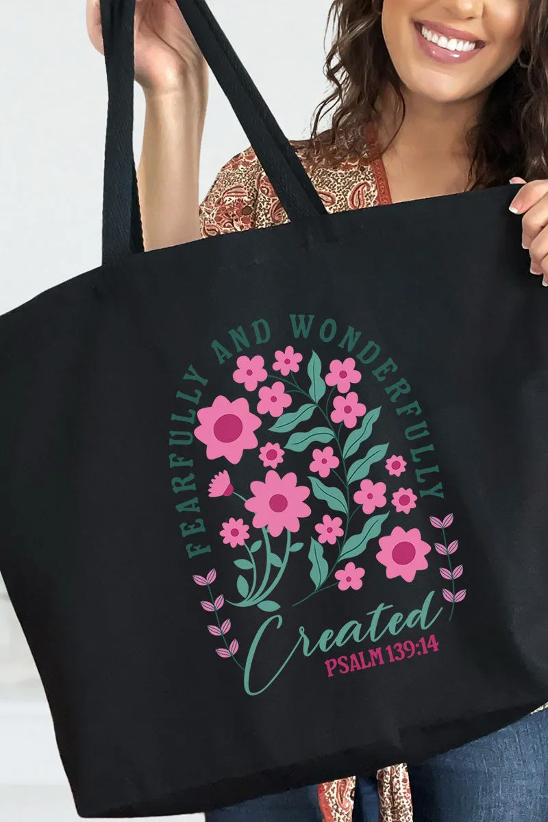 Fearfully And Wonderfully Created Canvas Jumbo Tote