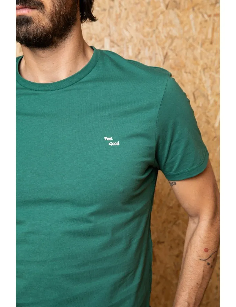 Feel Good - Embroidered Green T-Shirt