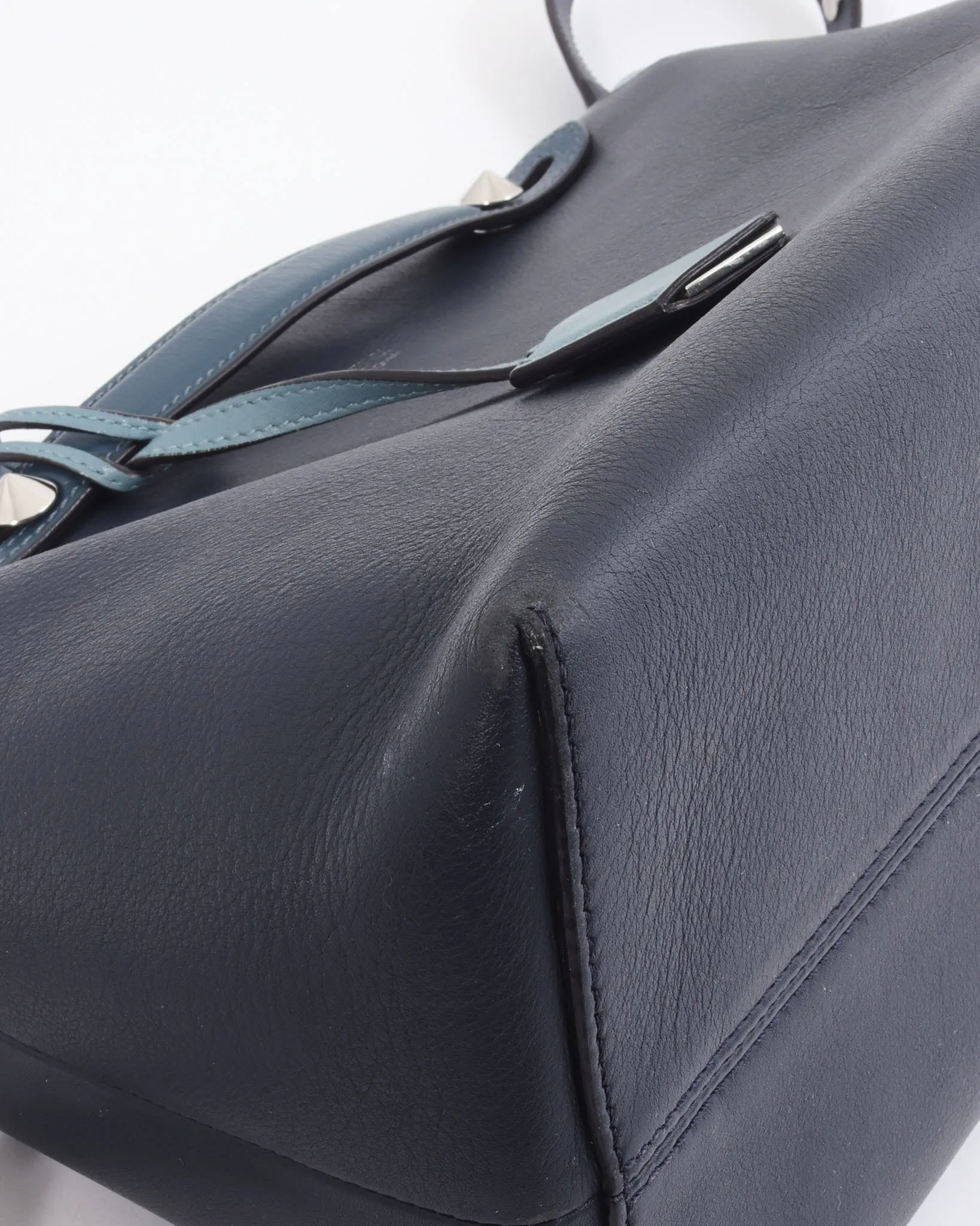 Fendi Blue Tri-Color Leather ByTheWay Large Bag with Strap