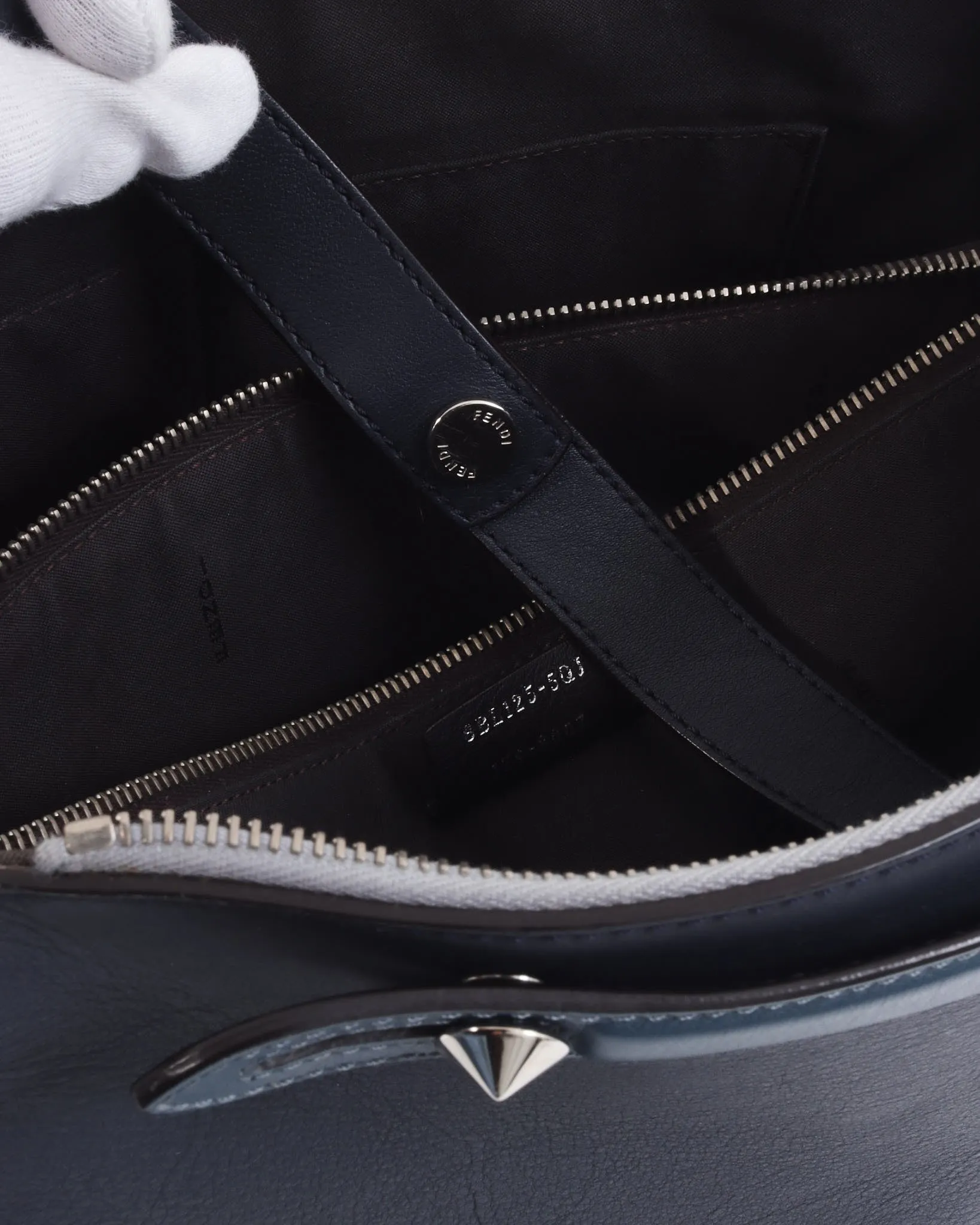 Fendi Blue Tri-Color Leather ByTheWay Large Bag with Strap