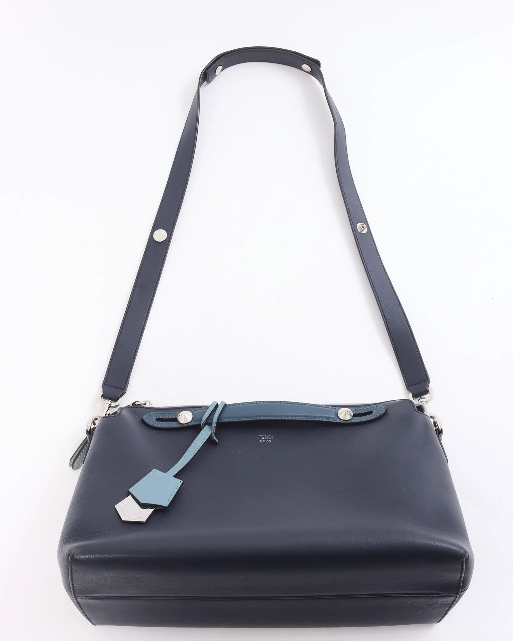 Fendi Blue Tri-Color Leather ByTheWay Large Bag with Strap