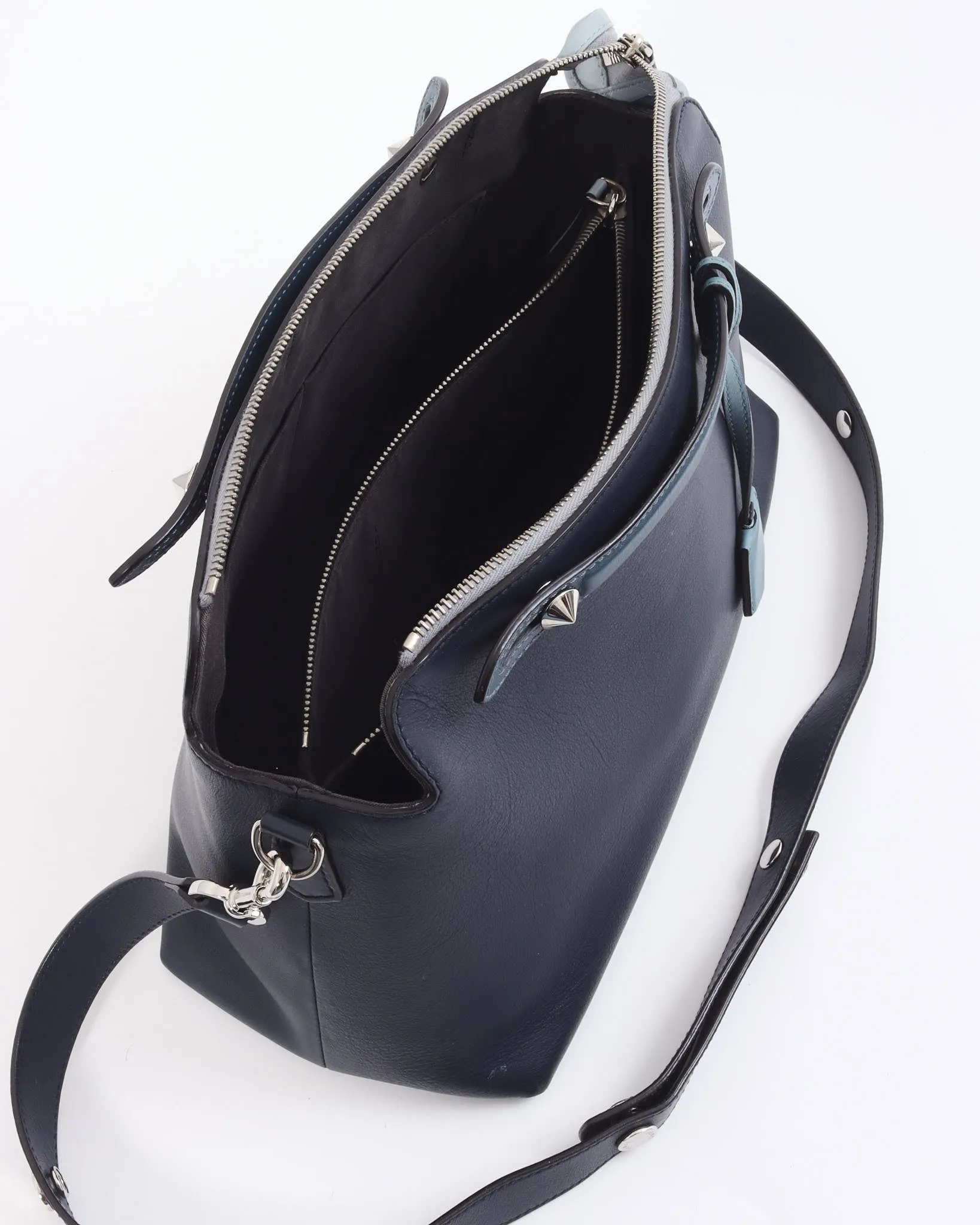 Fendi Blue Tri-Color Leather ByTheWay Large Bag with Strap