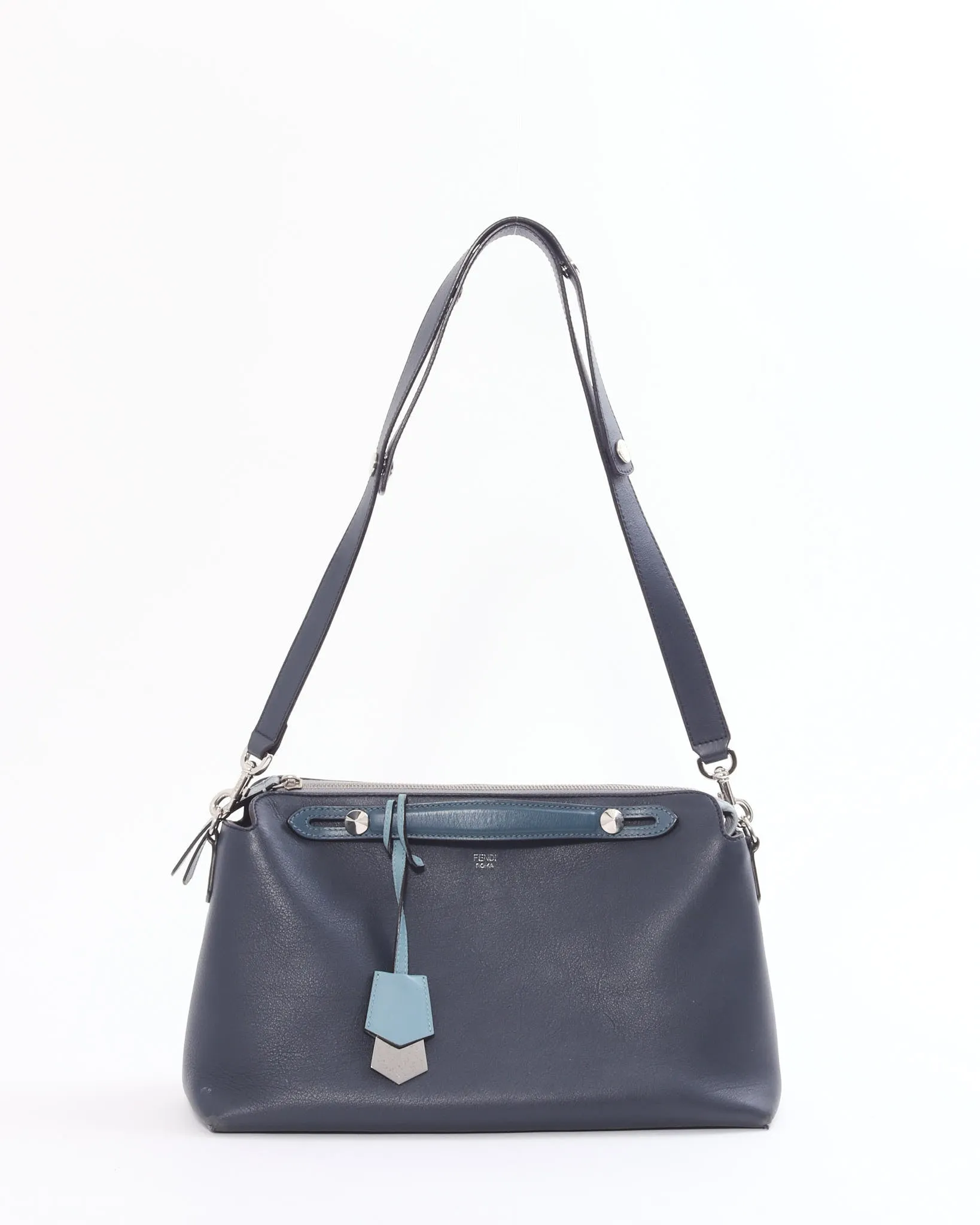 Fendi Blue Tri-Color Leather ByTheWay Large Bag with Strap