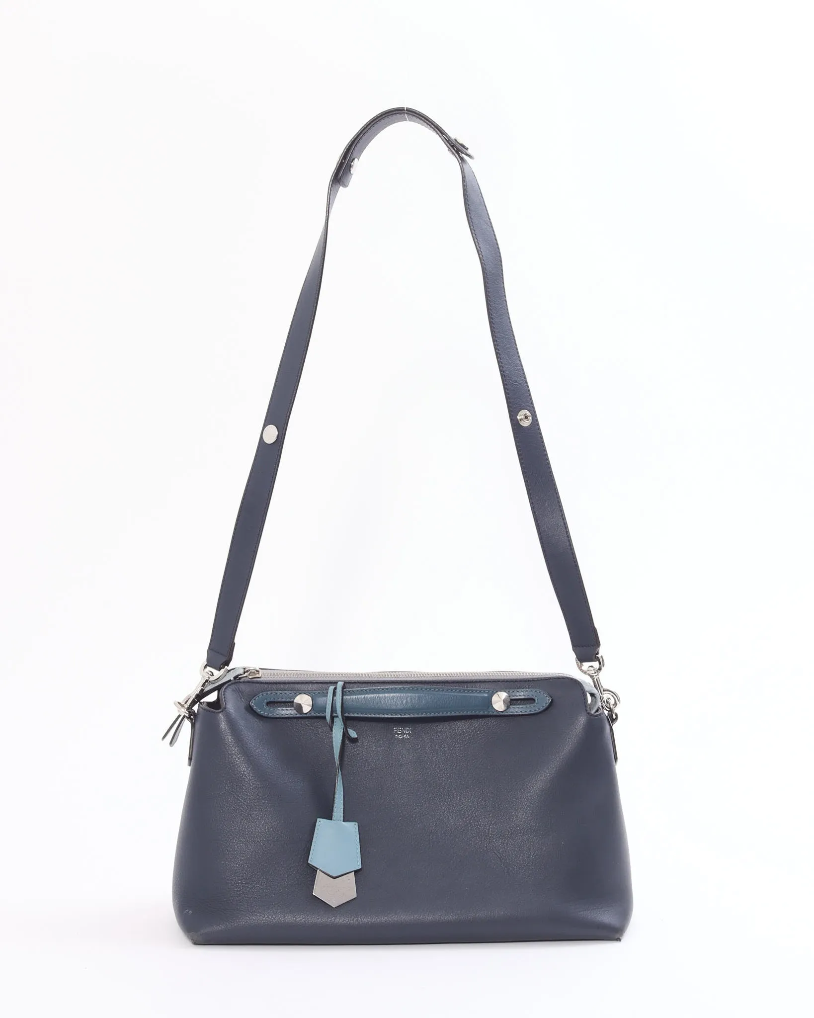 Fendi Blue Tri-Color Leather ByTheWay Large Bag with Strap