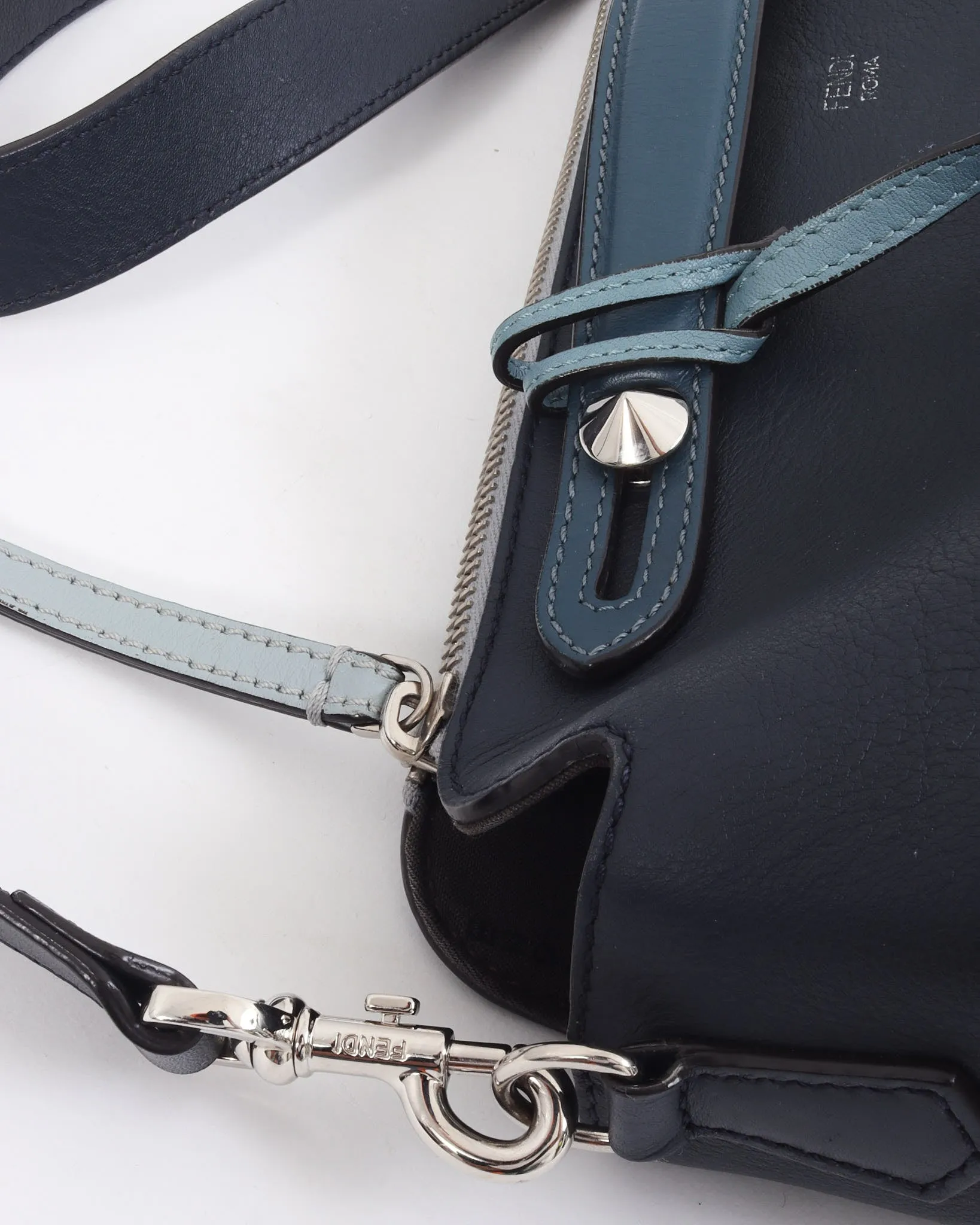 Fendi Blue Tri-Color Leather ByTheWay Large Bag with Strap