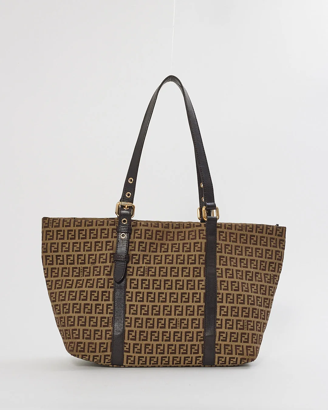 Fendi Brown Zucchino Canvas Top Handle Tote