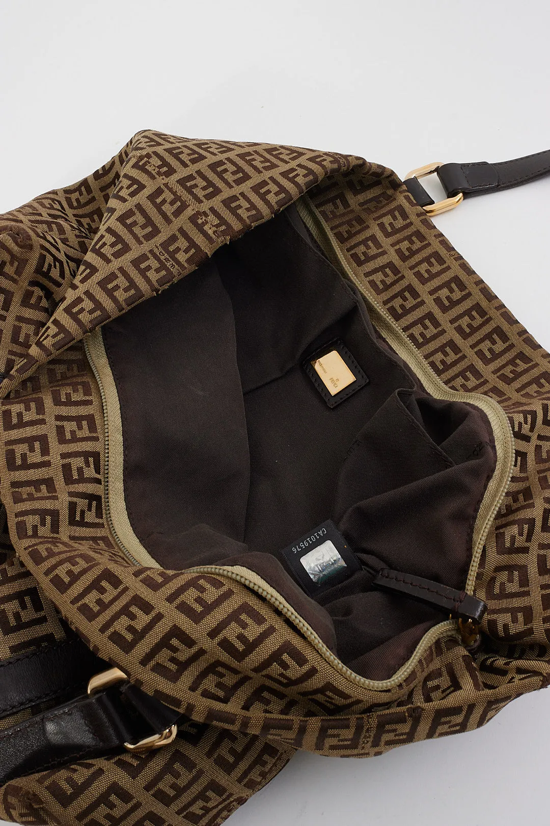Fendi Brown Zucchino Canvas Top Handle Tote