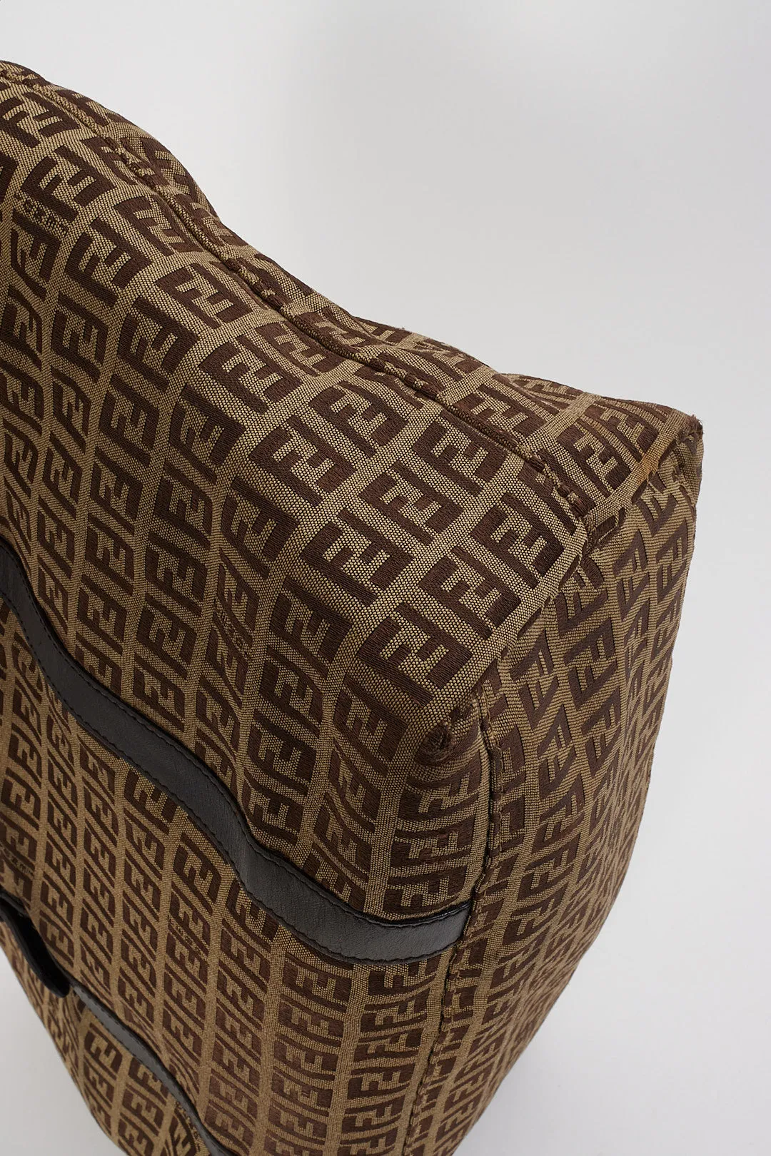 Fendi Brown Zucchino Canvas Top Handle Tote