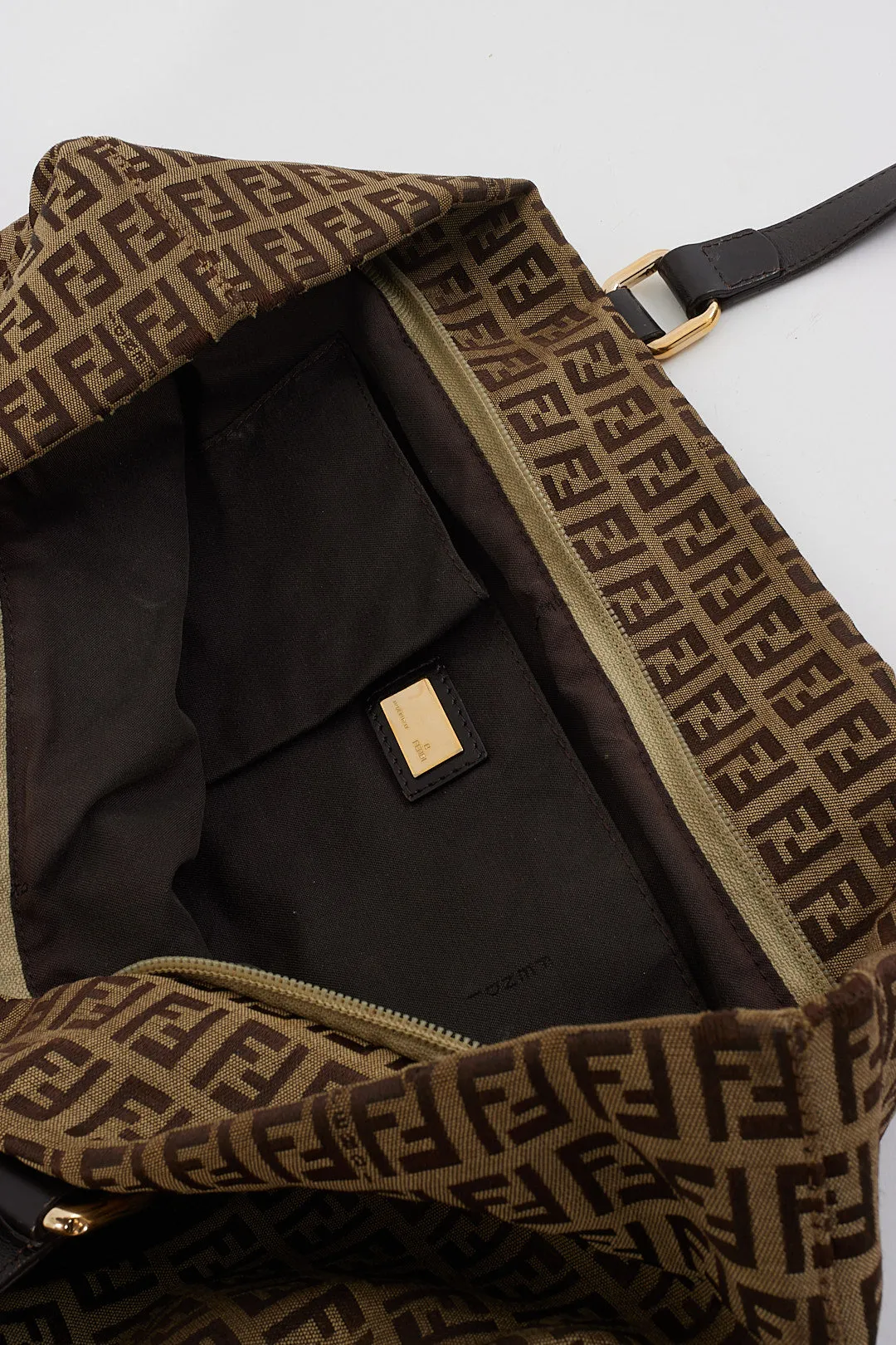Fendi Brown Zucchino Canvas Top Handle Tote